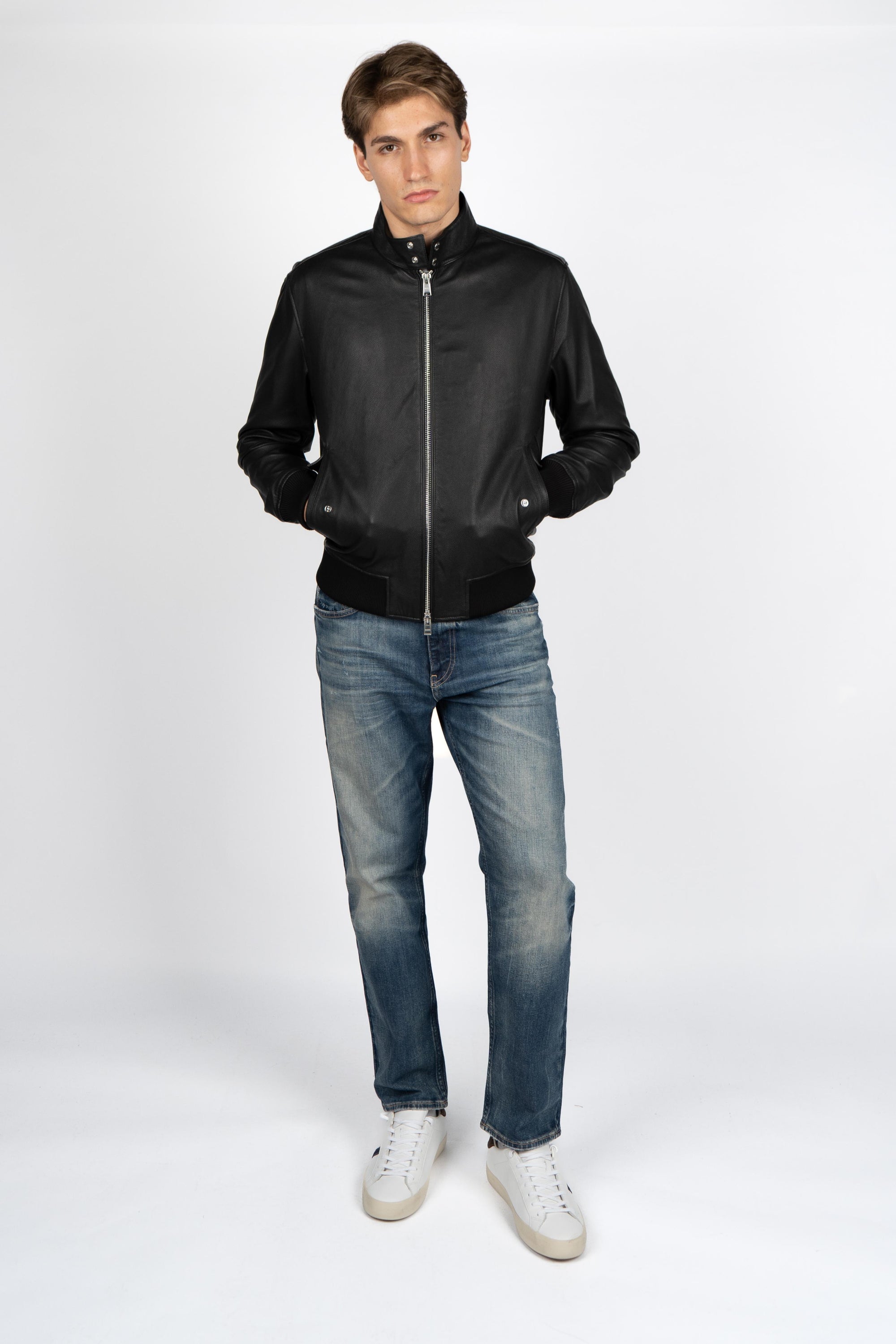 Giacca Biker in pelle 50543899 001 BOSS 