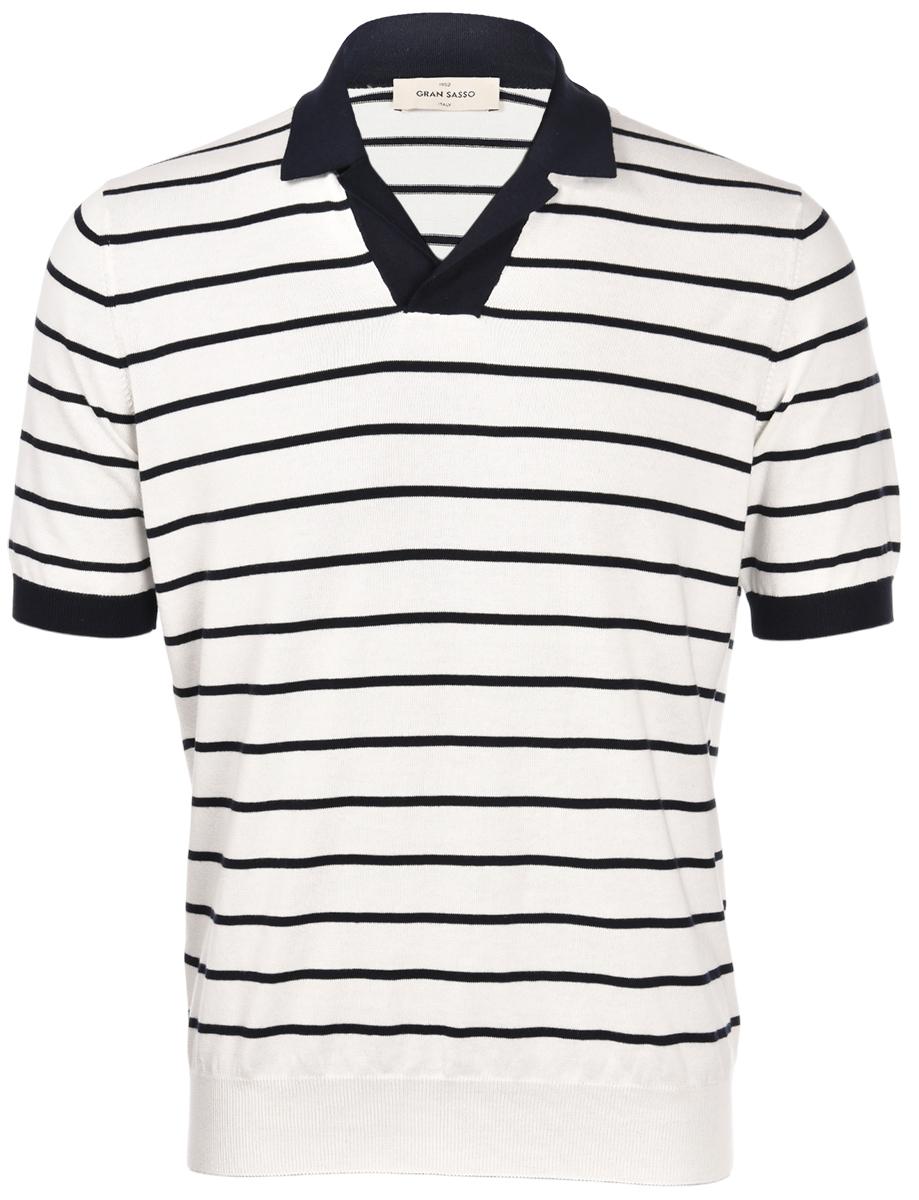Polo skipper in maglia a righe bianco blu  57110/18052 005 GRAN SASSO 