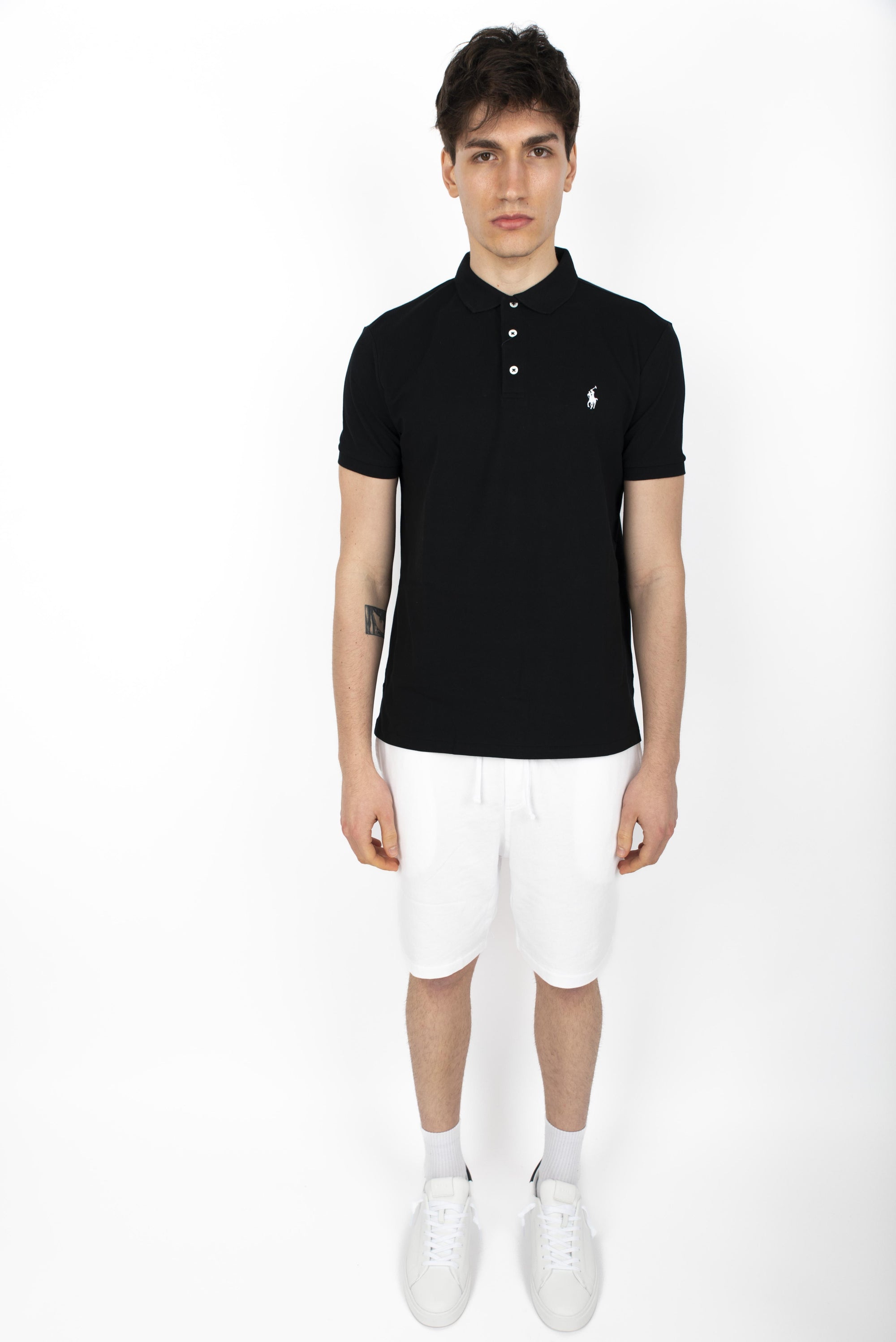 Polo nera in piqué stretch Custom Slim Fit 710941439 001 POLO RALPH LAUREN 