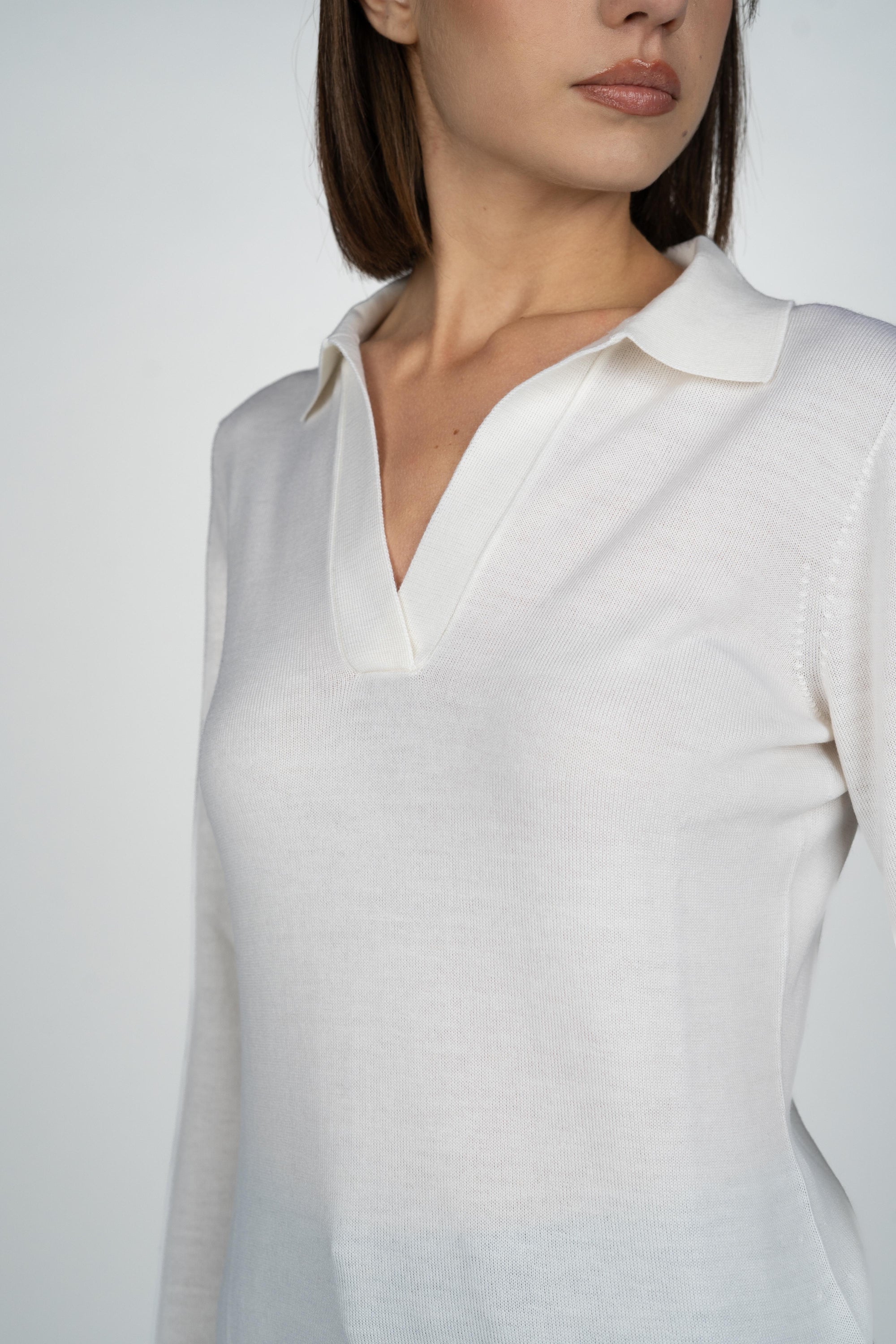 Polo skipper in Lana Merino 54219/14202 001 GRAN SASSO 