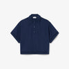 Oversized polo shirt in fluid twill