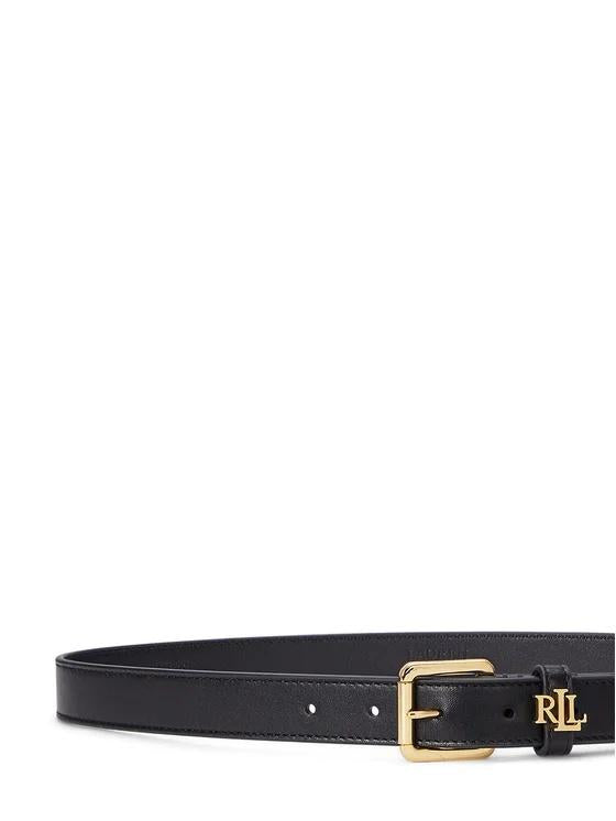 Cintura in pelle con logo sul passante 412968763 001 LAUREN ACCESSORIES 