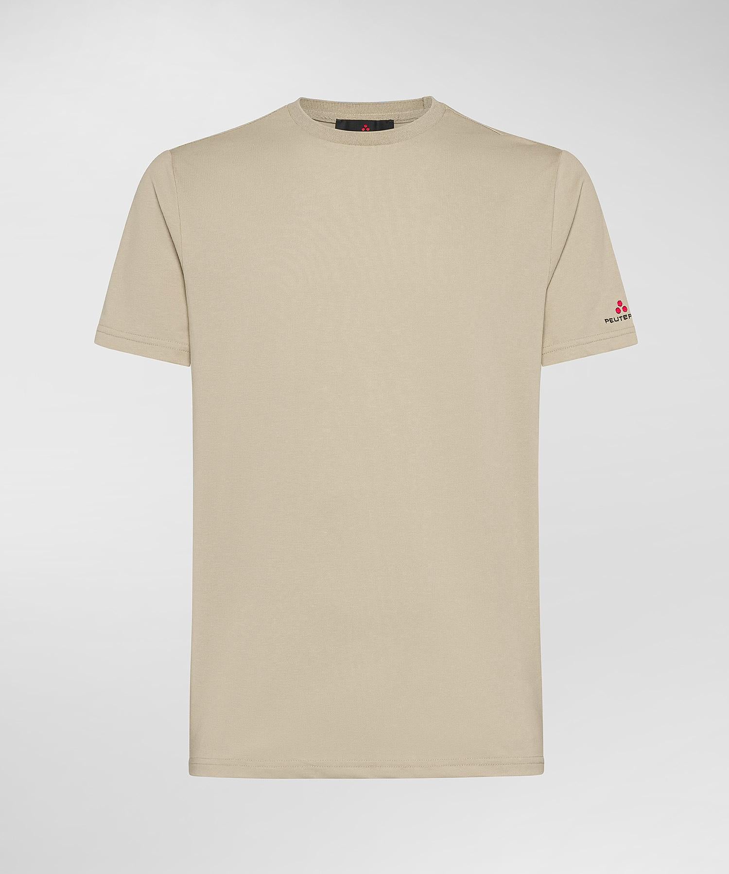 Zole 02 T-Shirt in Piquet stretch di cotone e seta amaretto PEU5470 859 PEUTEREY 
