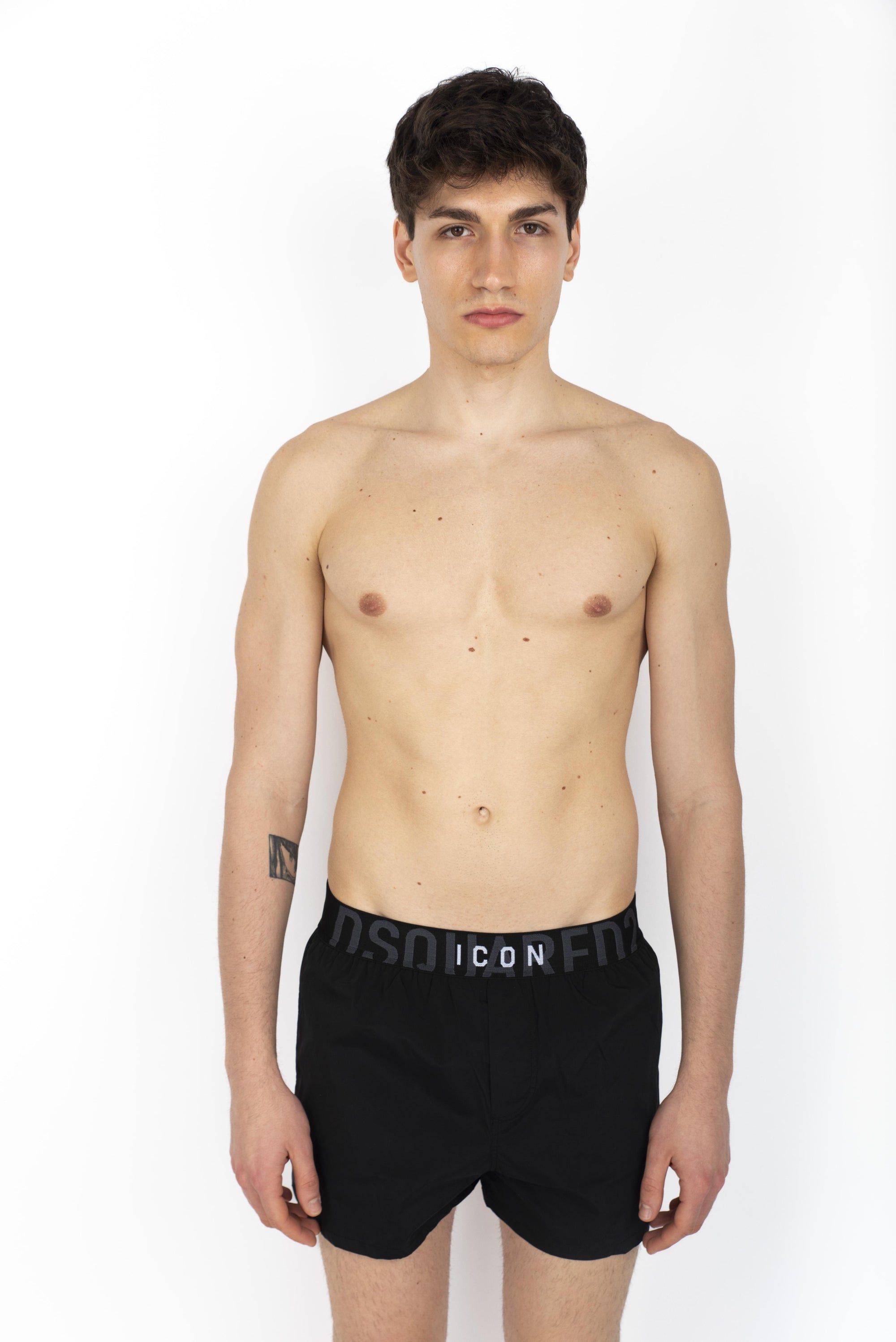 Swim boxer midi nero con logo Icon D7B646260 001 DSQUARED BEACHWEAR 