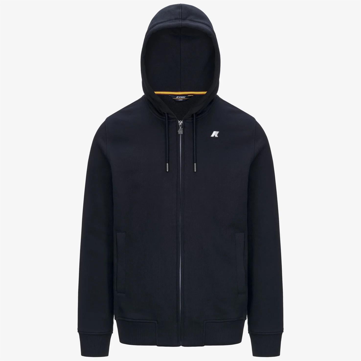 Giacca in pile casual da uomo blu con cappuccio regolabile K31364W K89 K-WAY 