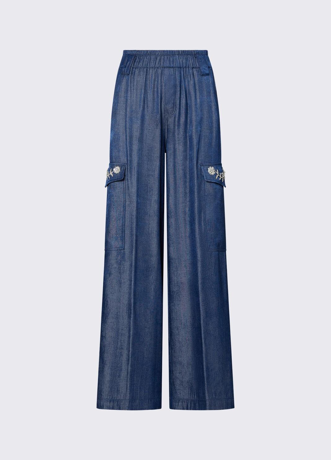 Jeans con castoni gioiello UA6290D4894 77000 LIU JO BLUE DENIM 