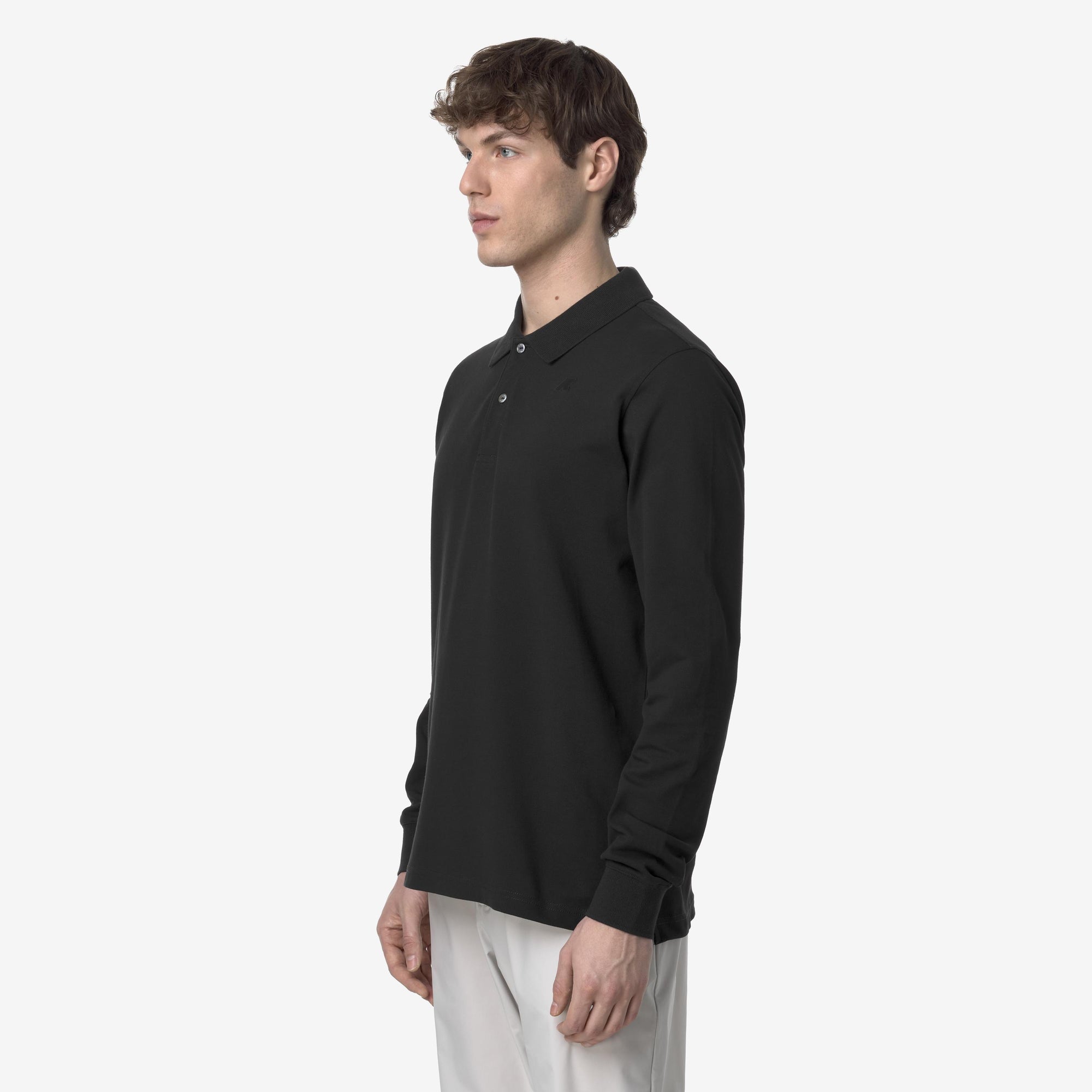 Polo da uomo nero slim fit maniche lunghe K1125GW USY K-WAY 