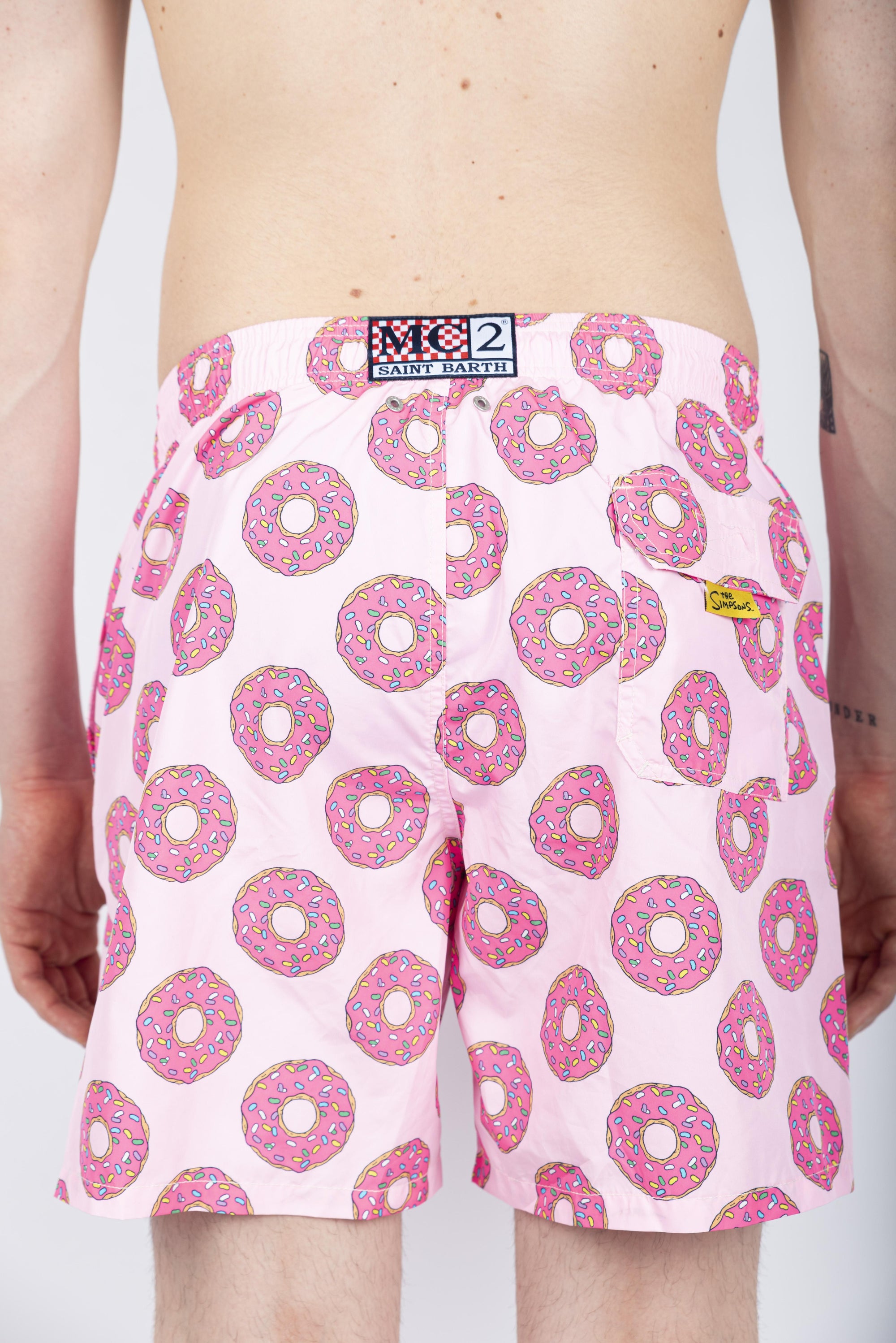 Costume da bagno da uomo Lighting con stampa Donut "The Simpson" rosa LIG0001 02965H MC2 SAINT BARTH 