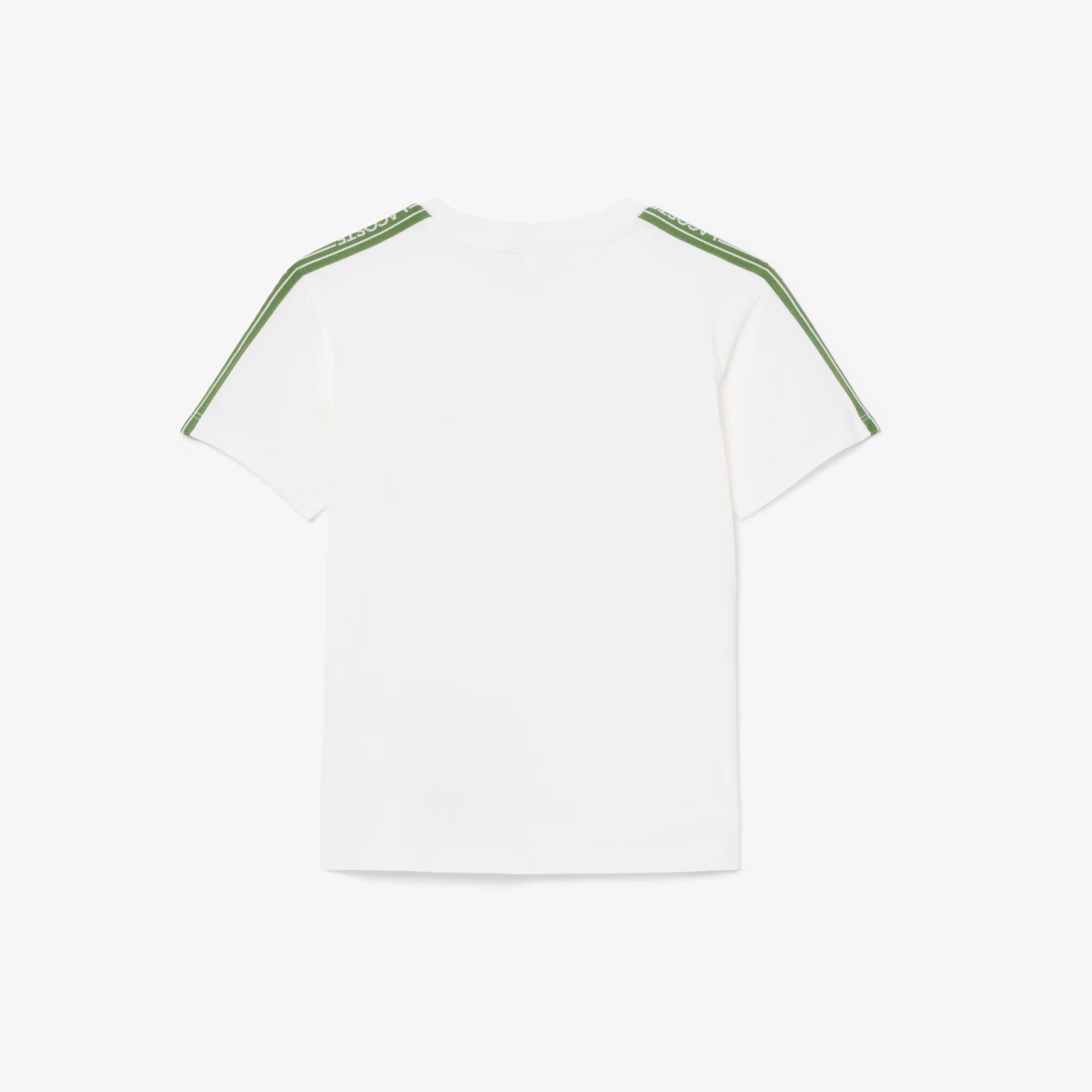 T-shirt in cotone con striscia e logo 947575 70V LACOSTE 