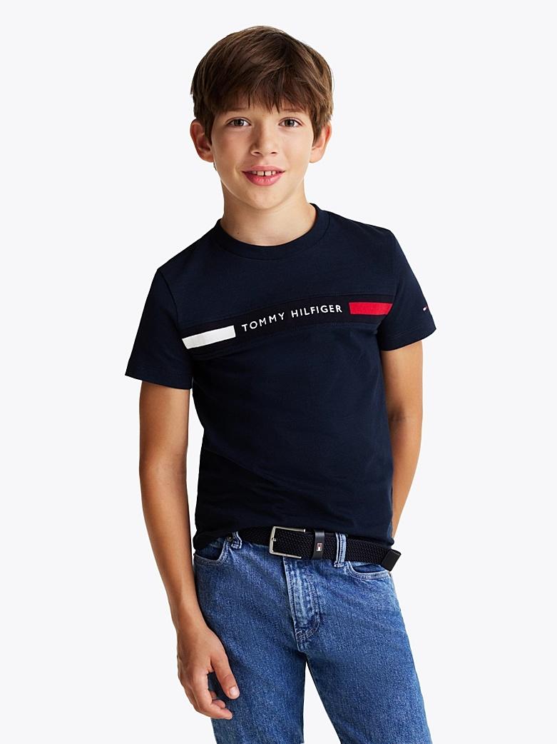 T-shirt con inserto in maglia e logo KB0KB09351J C1G TOMMY HILFIGER 