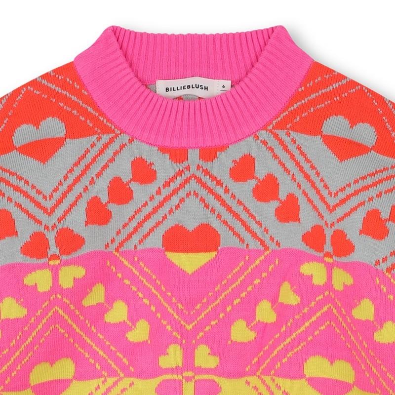 Maglione lavorato a maglia con motivi a cuore U21388 473A BILLIEBLUSH 
