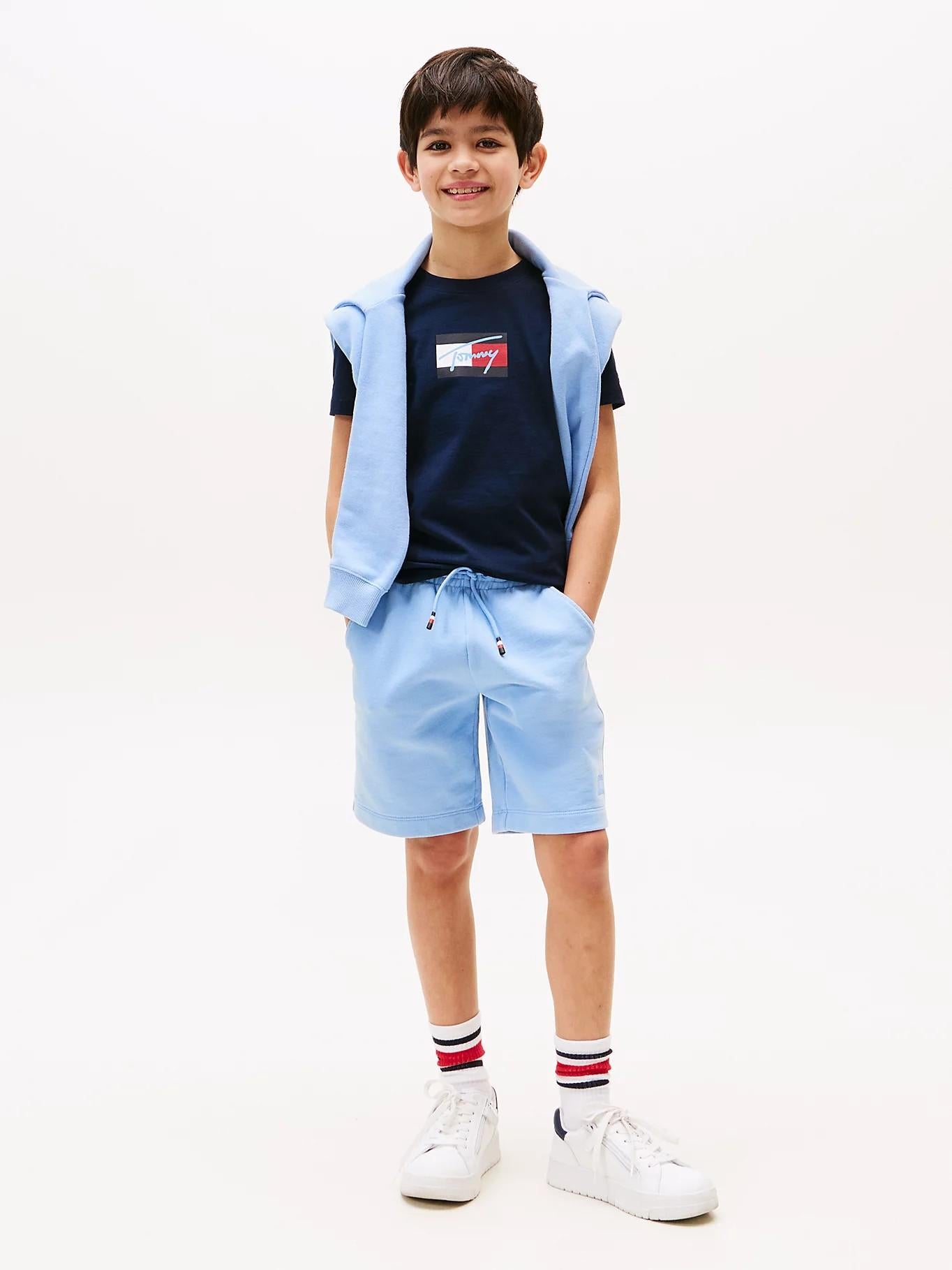 T-shirt con logo firma KB0KB09725J C1G TOMMY HILFIGER 