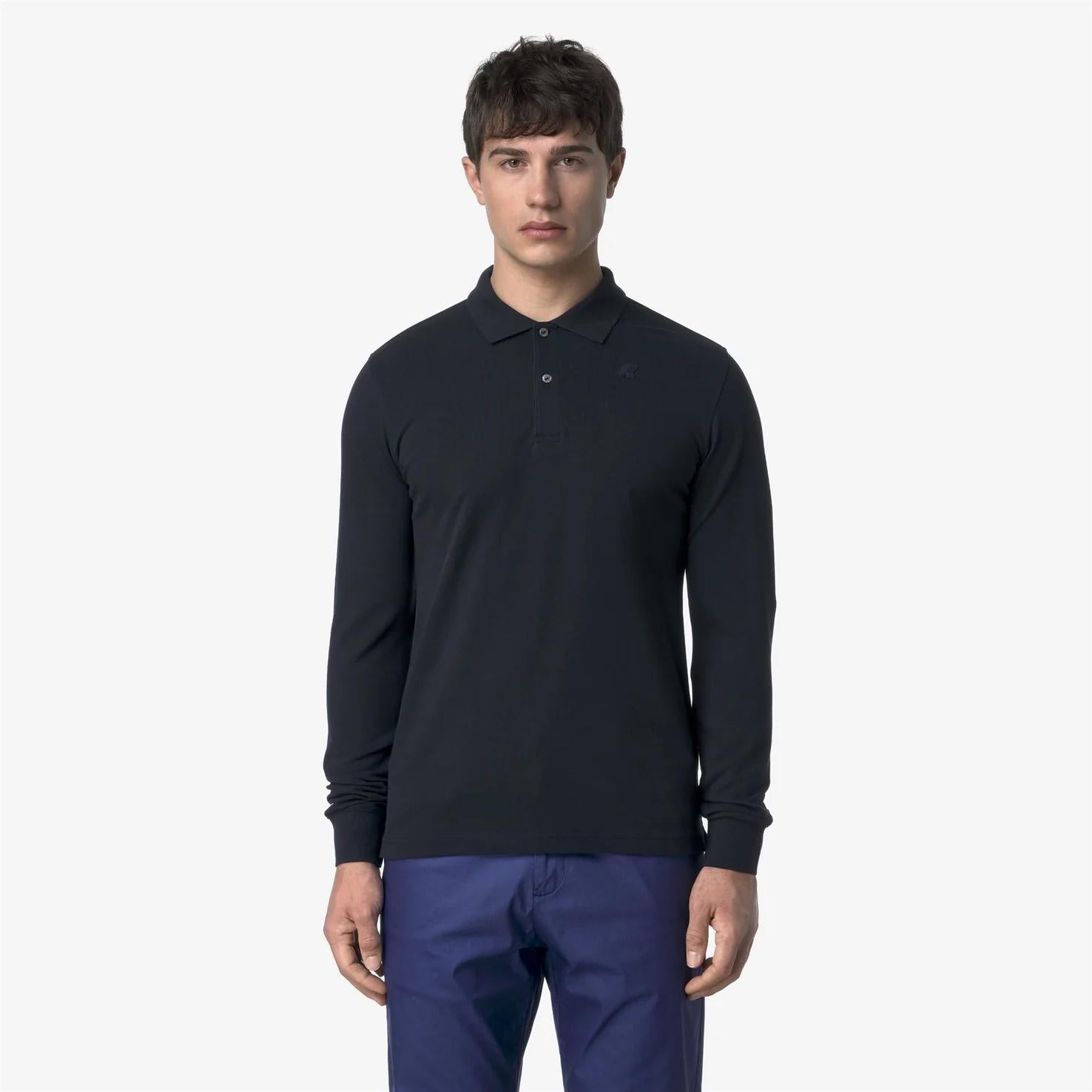 Polo da uomo blu slim fit maniche lunghe K1125GW K89 K-WAY 