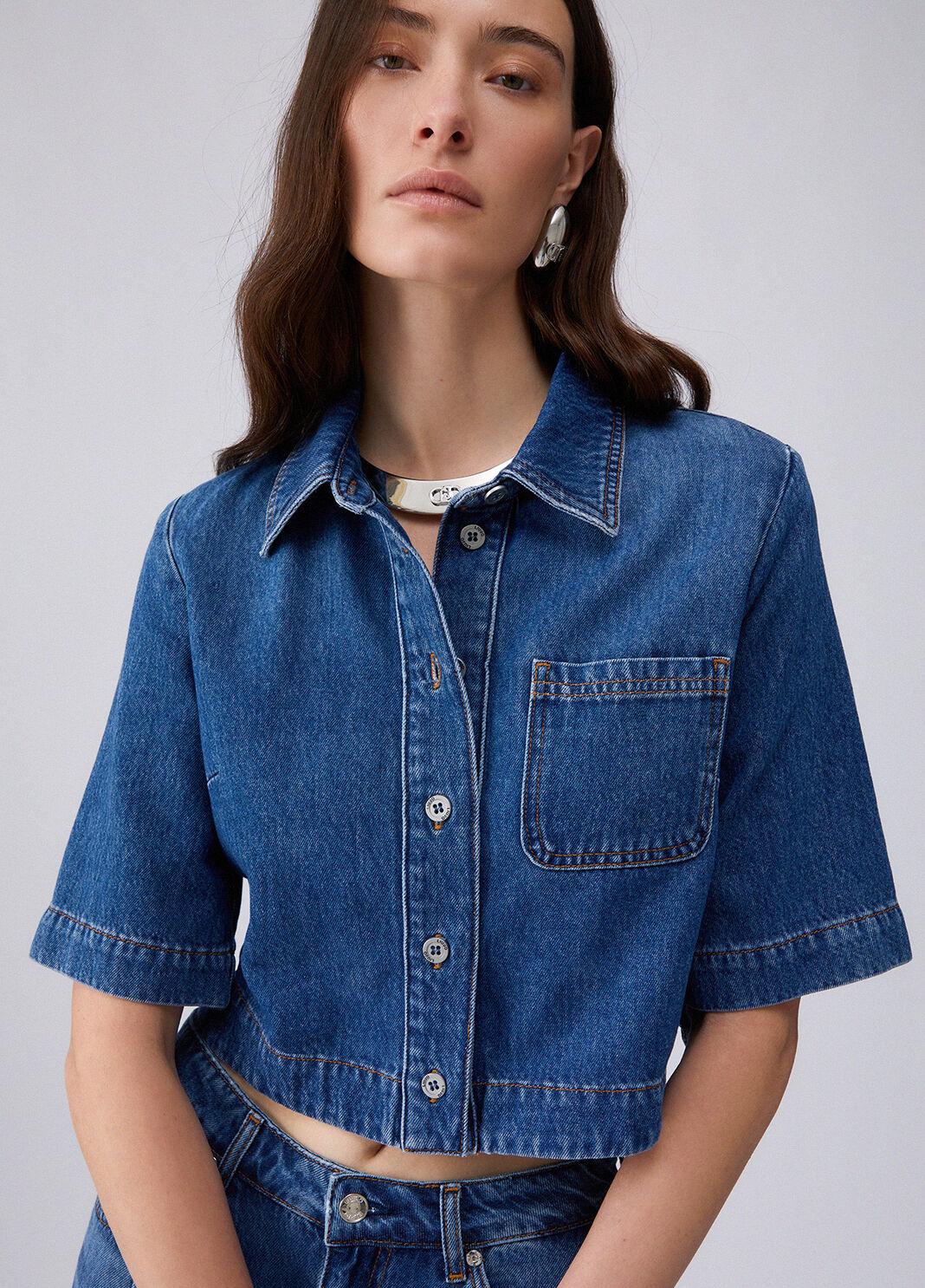 Camicia in denim UA6337D0319 79010 LIU JO BLUE DENIM 