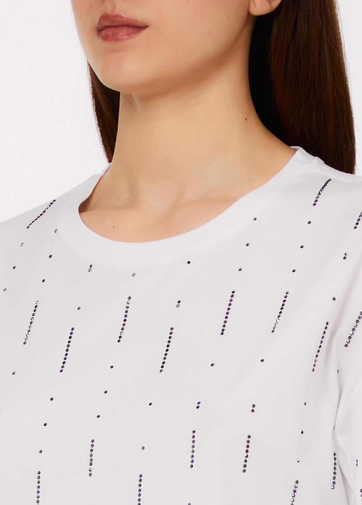 T-shirt con applicazioni WA6128JS904 P9449 LIU JO WHITE1 