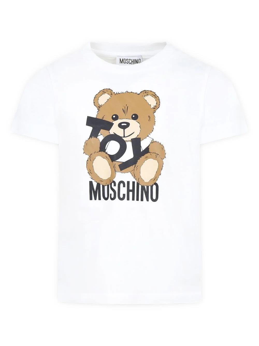 T-shirt con stampa Teddy Bear H9M04KLAA03A 10101A MOSCHINO KID 