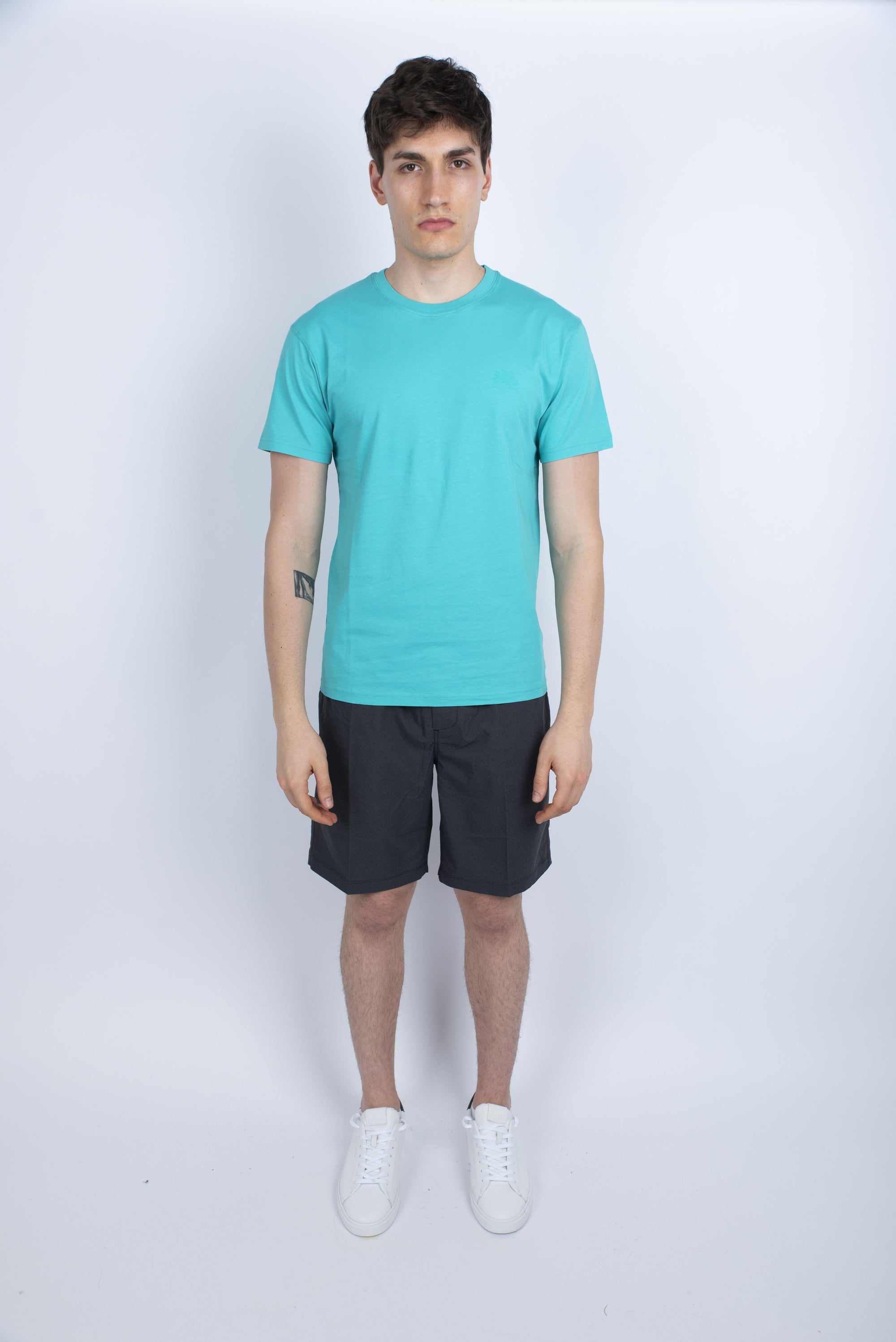 T-shirt girocollo con logo azzurro M129TEJ78OT A5700 SUNDEK 