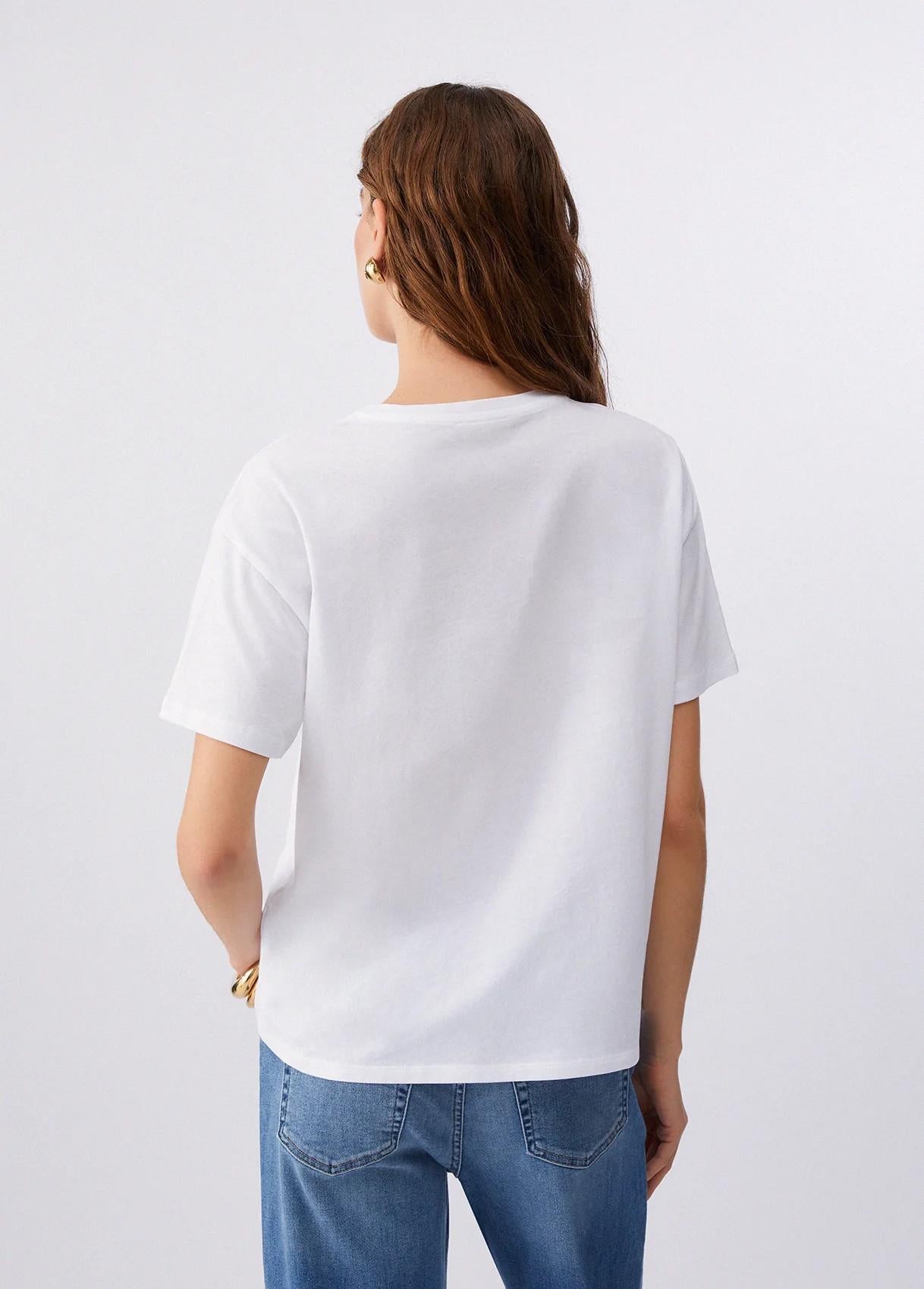 T-shirt con applicazioni di pietre preziose WA6238JS923 P9560 LIU JO WHITE1 