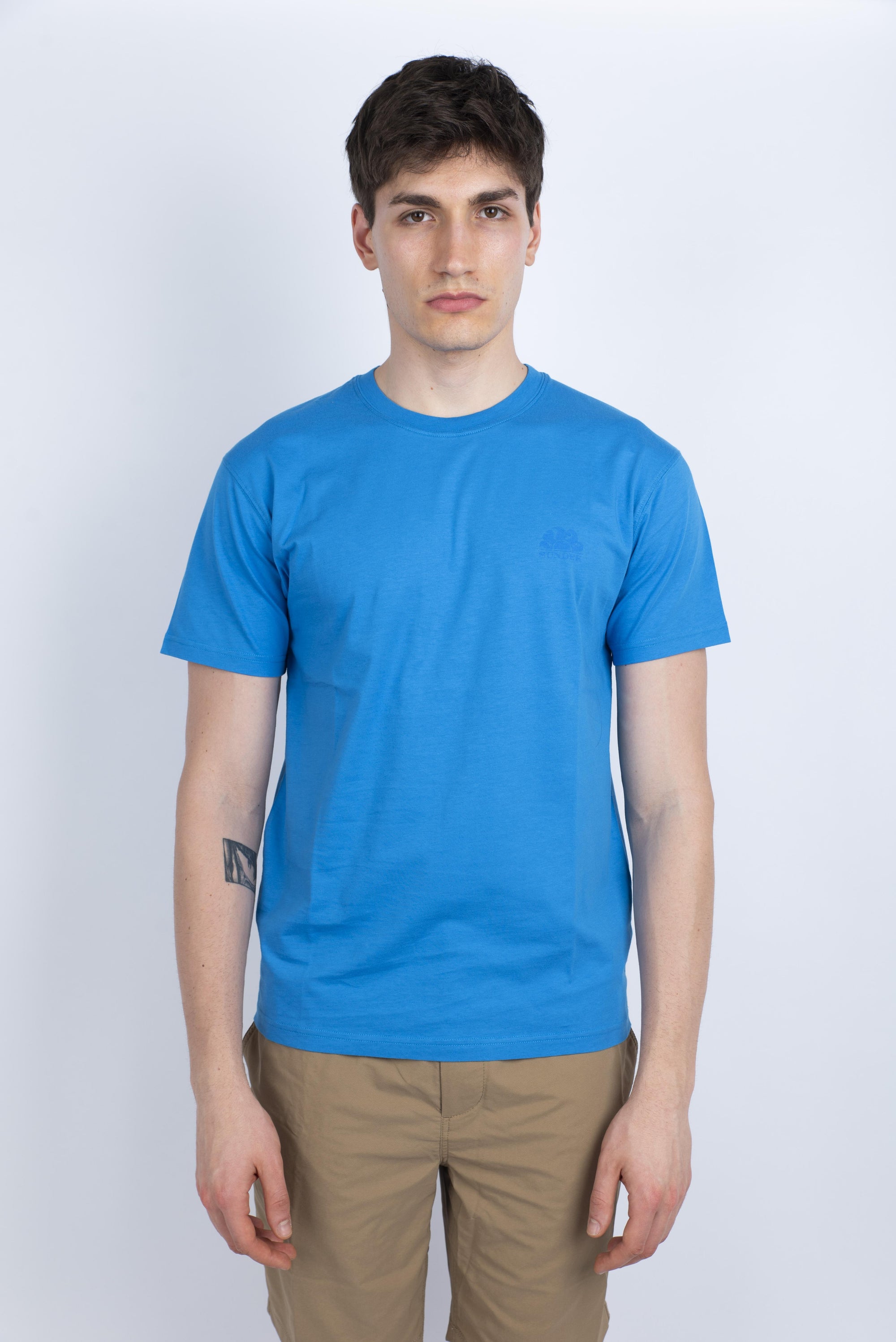 T-shirt girocollo con logo blu M129TEJ78OT A6600 SUNDEK 
