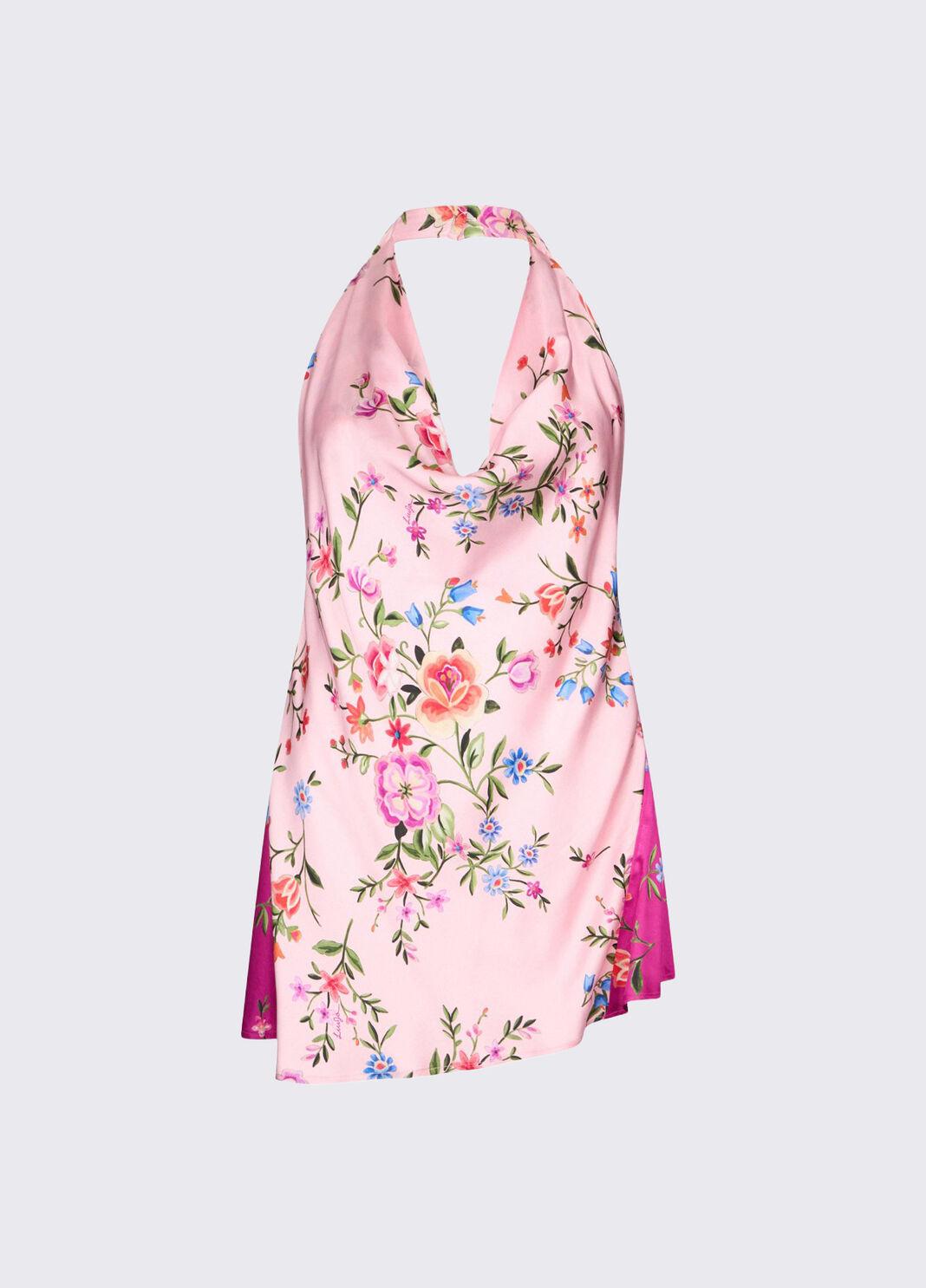 Top a fiori in raso CA6208TS562 P9668 LIU JO BLACK 