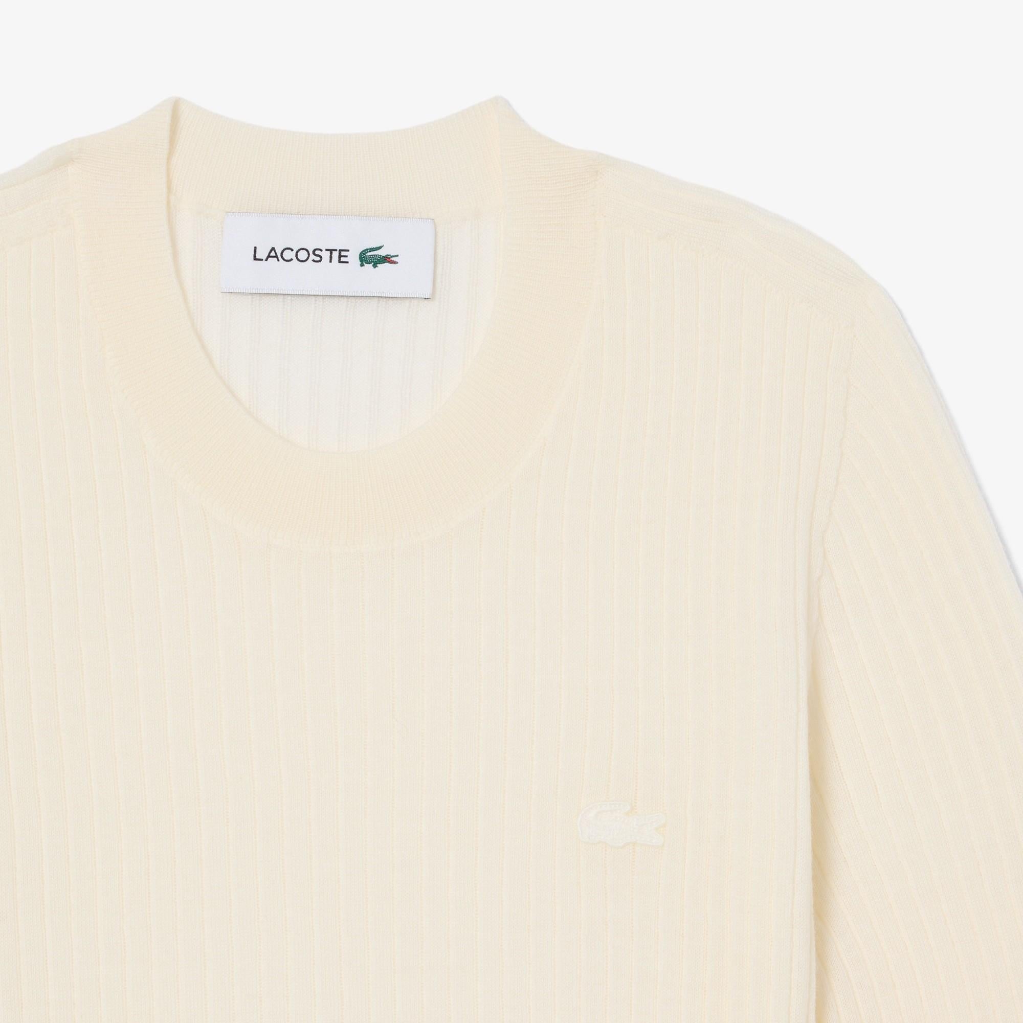 Maglione a maniche corte in lana merinos a coste AF4146 70V LACOSTE 