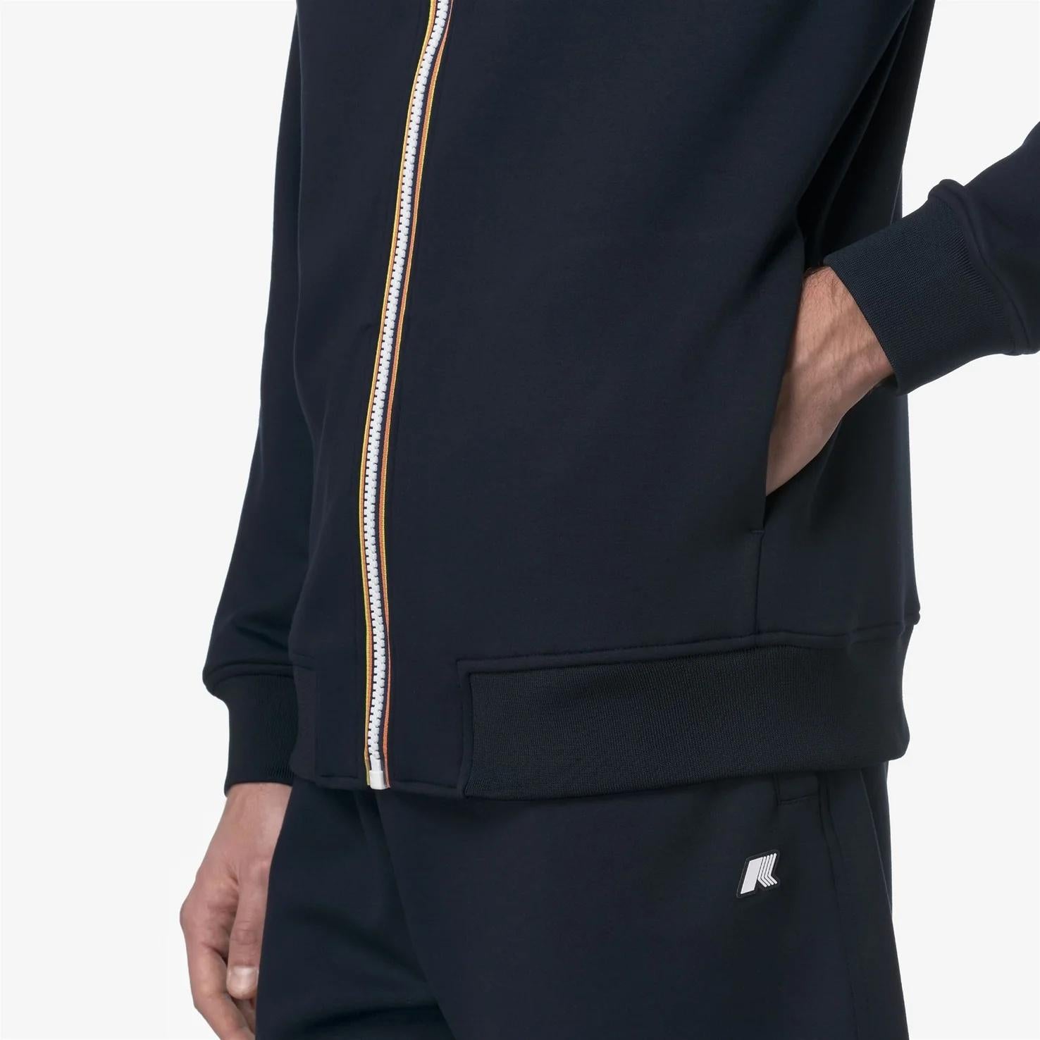 Giacca in caldo pile da uomo blu con cappuccio regolabile K1151UW K89 K-WAY 