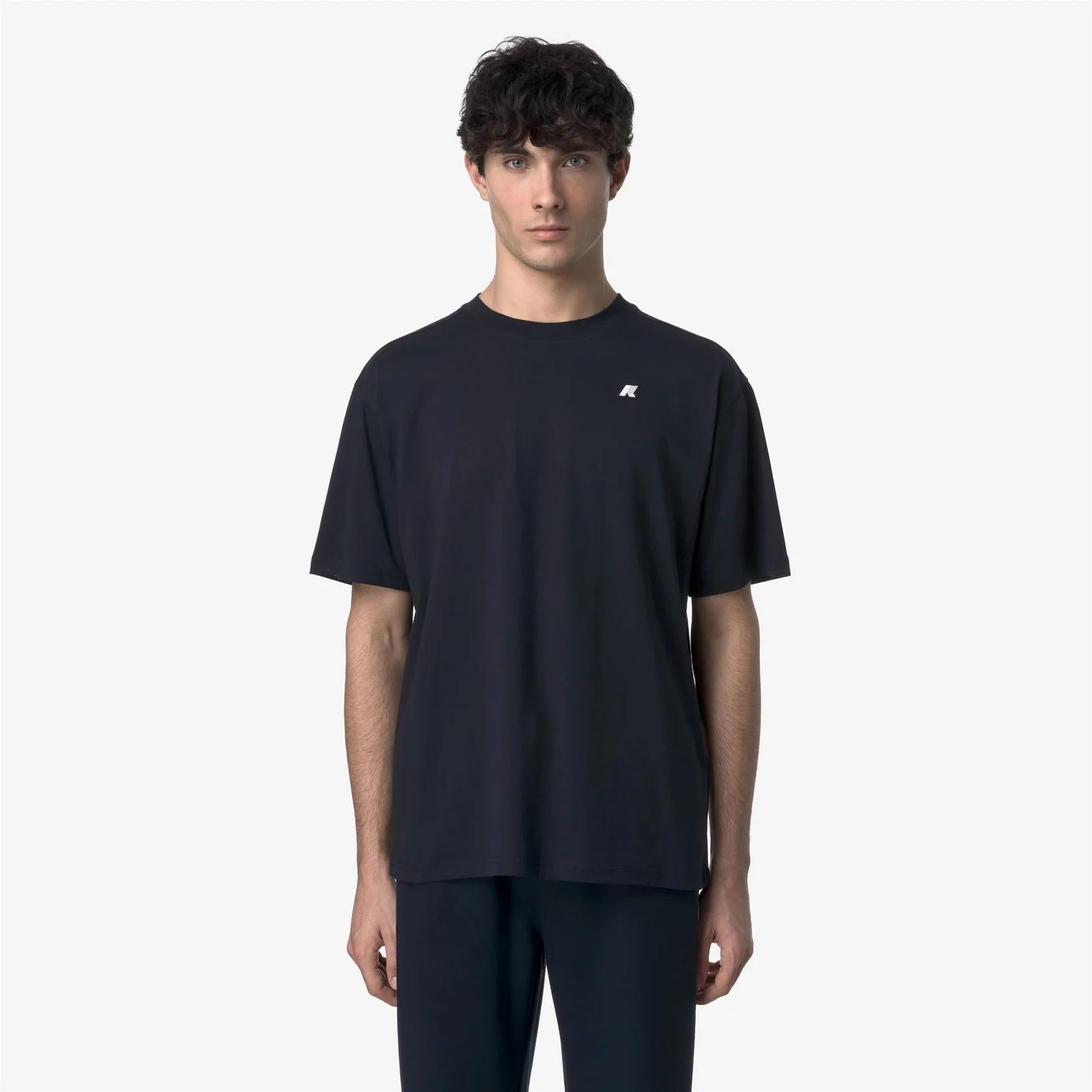 T-shirt casual da uomo in cotone blu K3136CW K89 K-WAY 