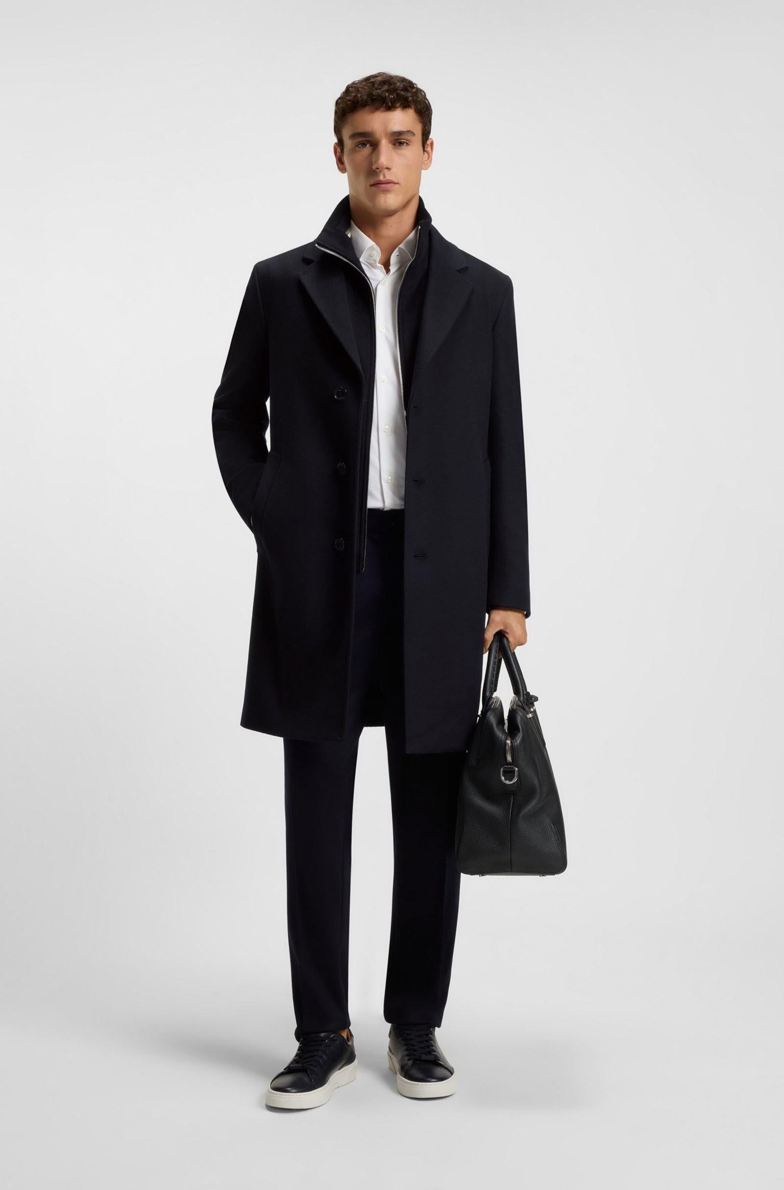 Cappotto regular fit in lana e cashmere con gilet interno rimovibile 50551085 404 BOSS 