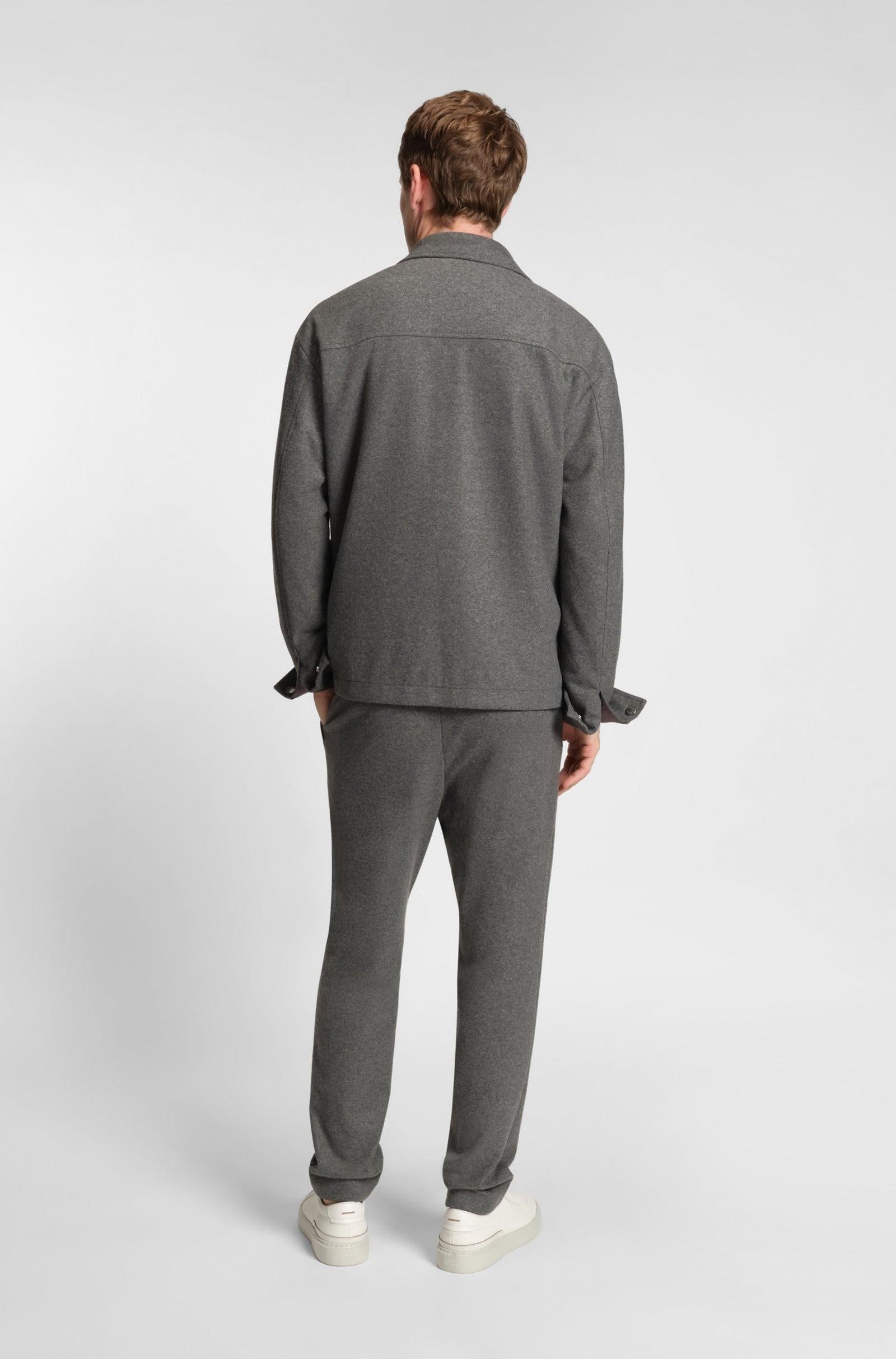 Pantaloni in flanella elasticizzata spazzolata con fit affusolato 50551542 030 BOSS 