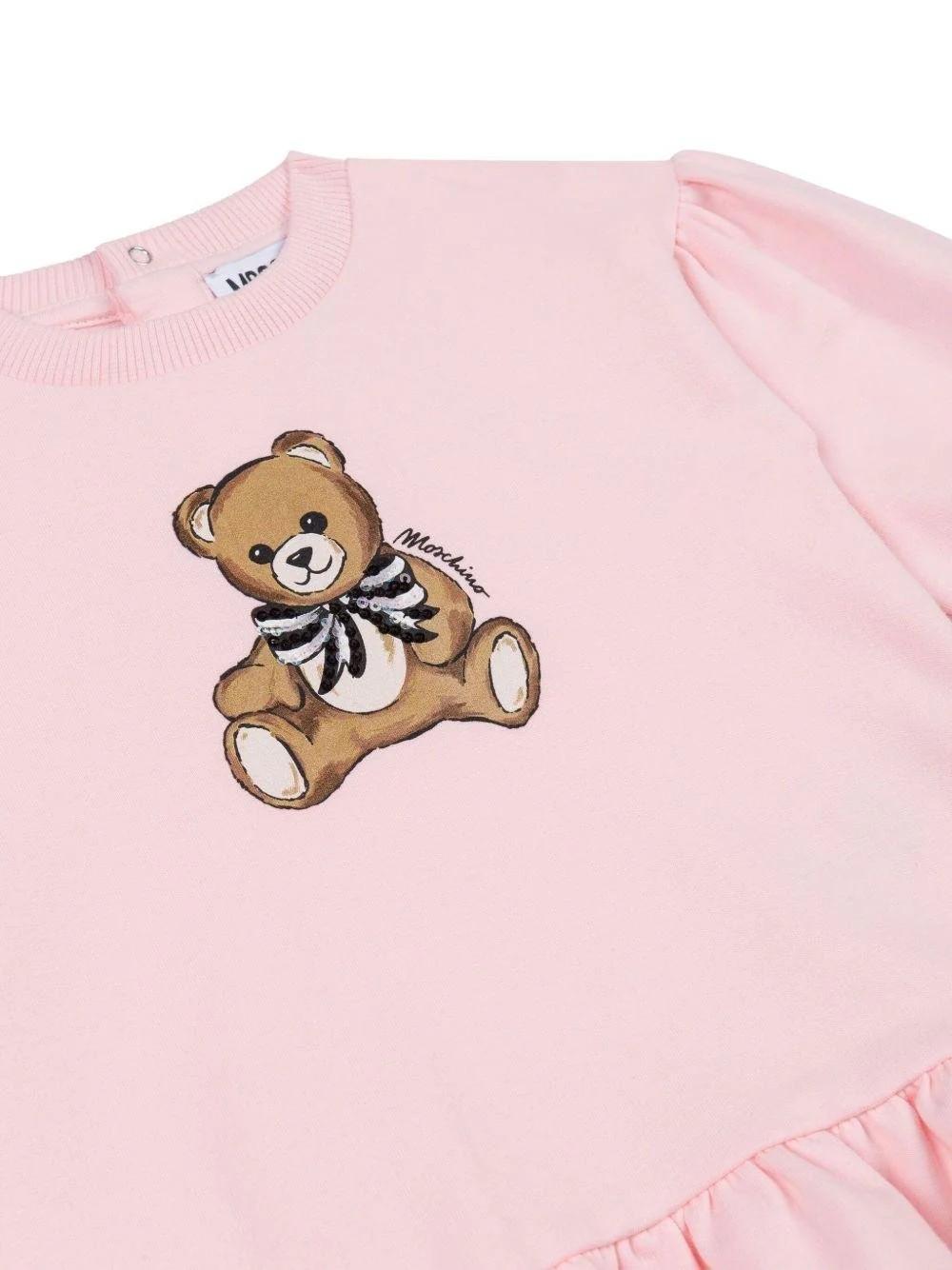 Abito per neonata con logo Teddy Bear MDV0CWLDA16 50209 MOSCHINO BABY 