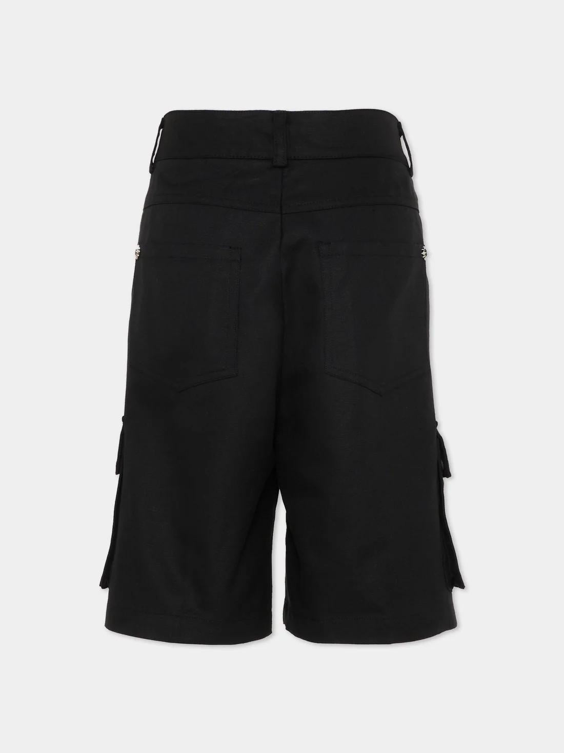 Shorts nero cargo per bambino con logo RBP26046BE BLACK RICHMOND 