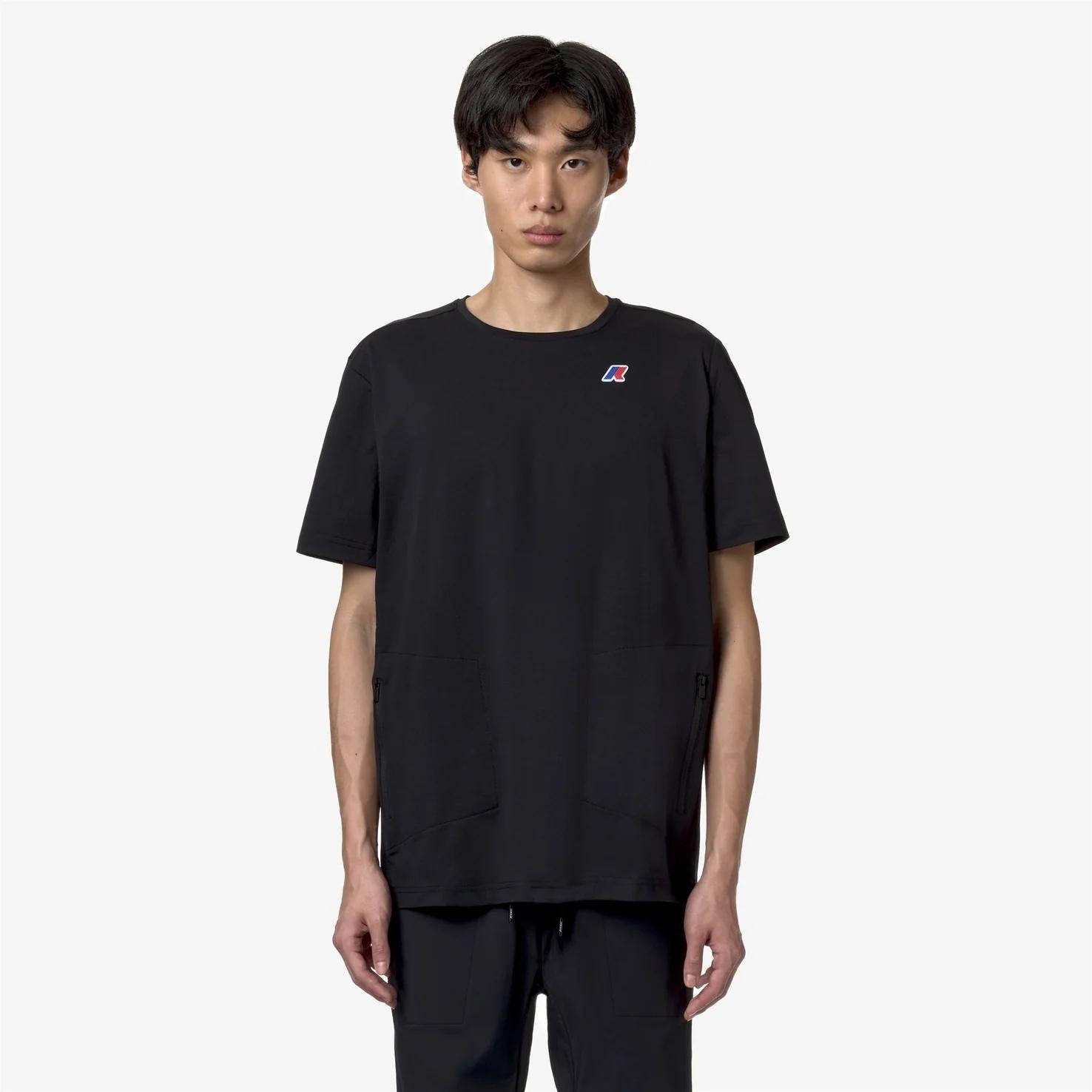 T-shirt unisex nero con tessuto resistente all'acqua K1141LW USY K-WAY 