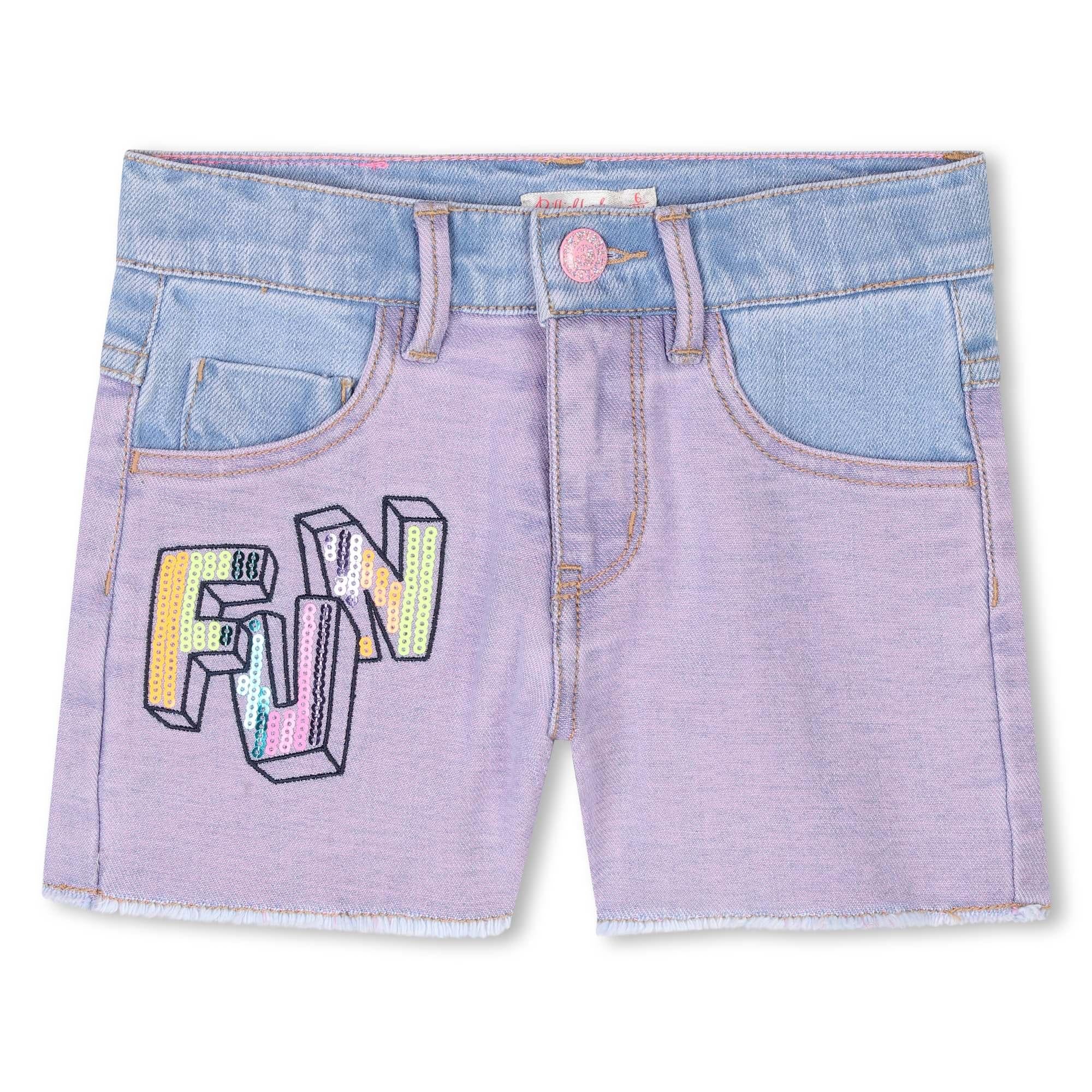 Shorts con scritta Fun in paillettes U20895 Z13 BILLIEBLUSH 