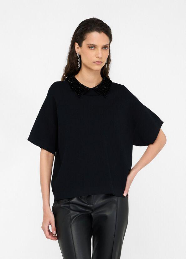 Maglia con paillettes CF5038MS55N 22222 LIU JO BLACK 