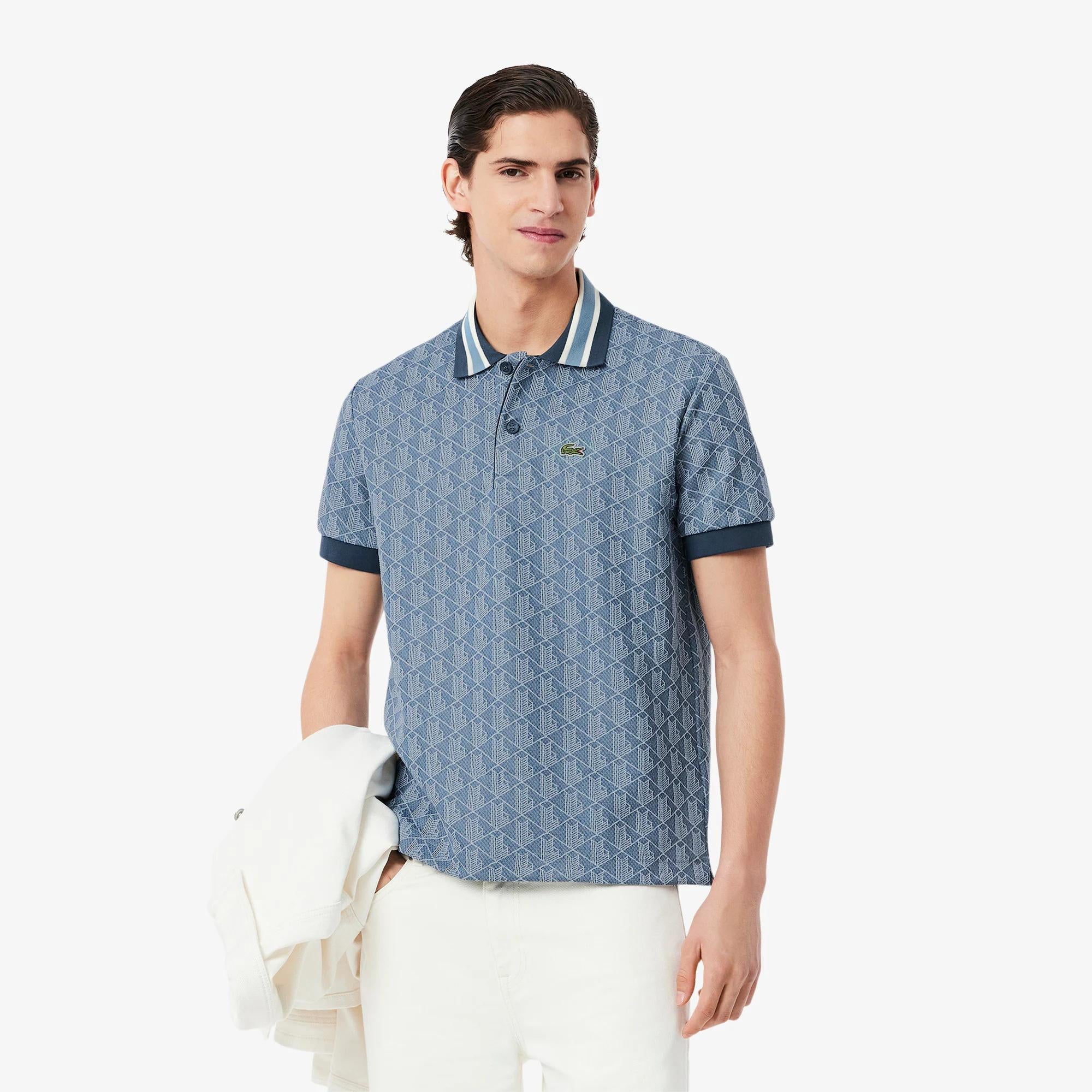 Polo jacquard con monogramma DH1417 HGI LACOSTE 