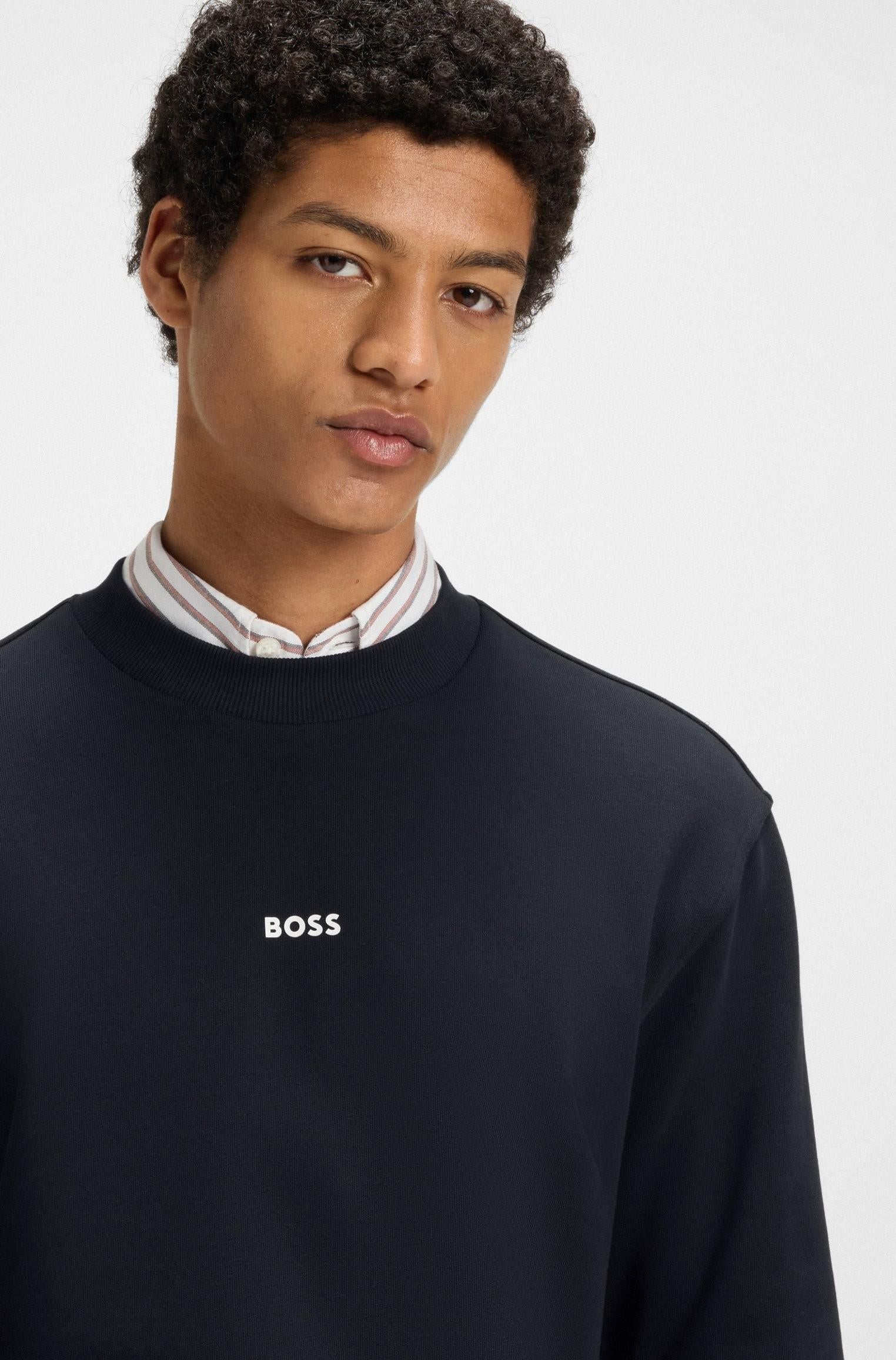 Felpa relaxed fit in terry di cotone con logo a contrasto 50514541 404 BOSS 