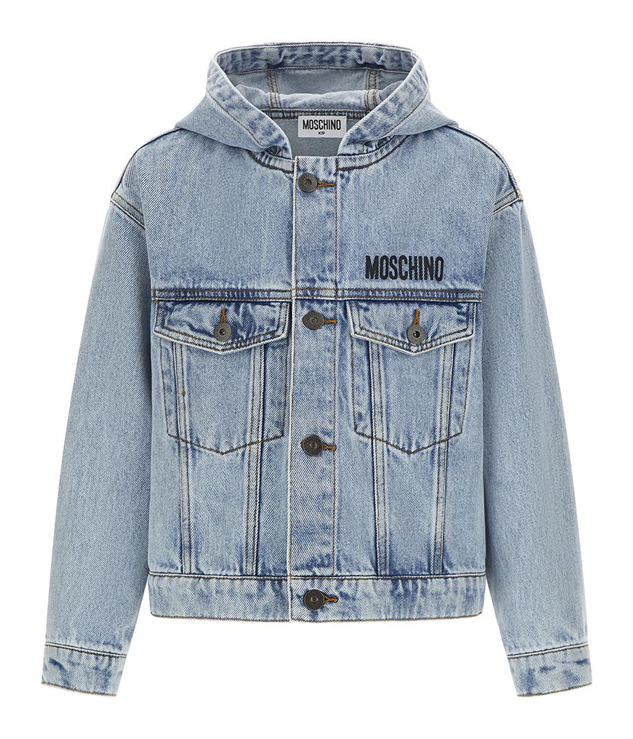Giacca di jeans con cappuccio HUS052L0E08 40186A MOSCHINO KID 