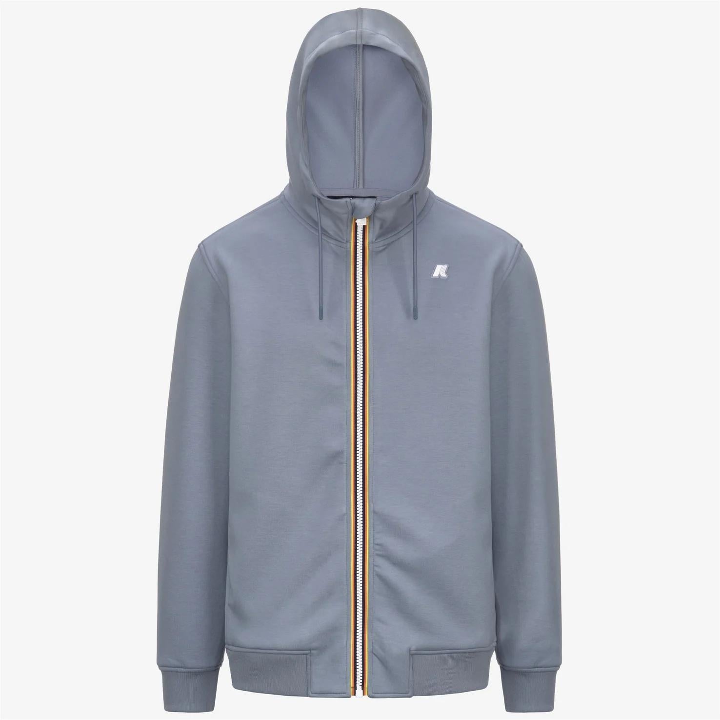 Giacca in caldo pile da uomo grigio con cappuccio regolabile K1151UW WA9 K-WAY 