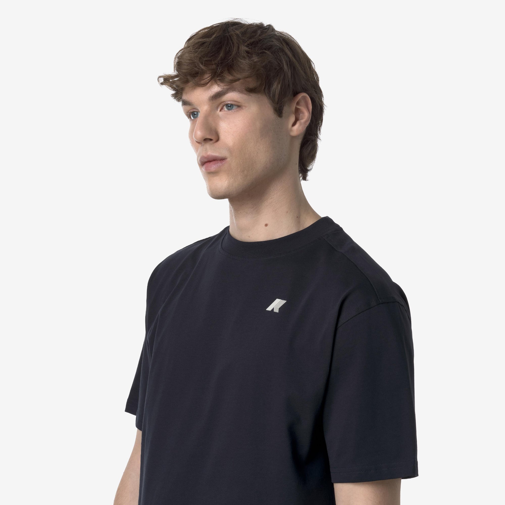 T-shirt casual da uomo blu in cotone con stampa grafica K3138PW K89 K-WAY 