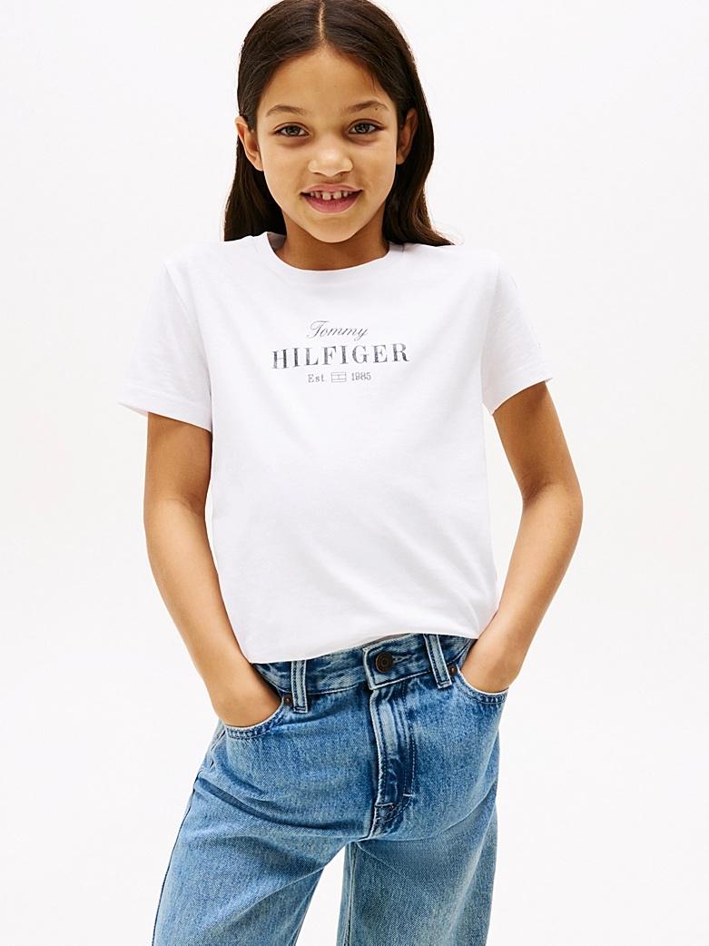 T-shirt con logo glitter KG0KG08524J YBR TOMMY HILFIGER 