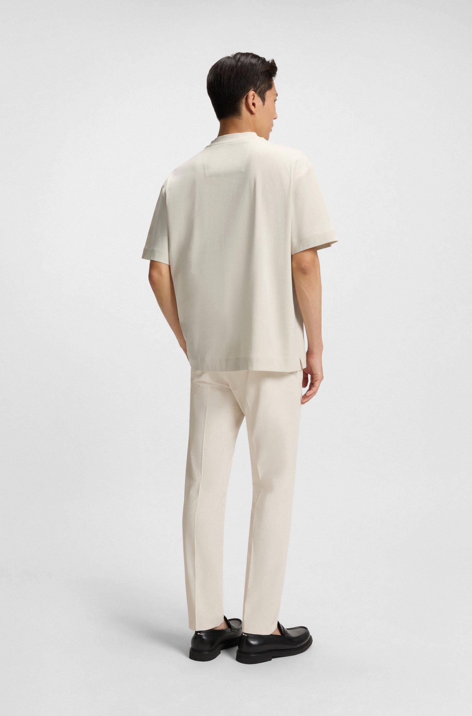 T-shirt in cotone mercerizzato con monogramma Doppia B 50544106 131 BOSS 