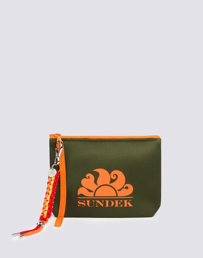 Clutch bag in neoprene dark green AM618ABNP300 30201 SUNDEK 