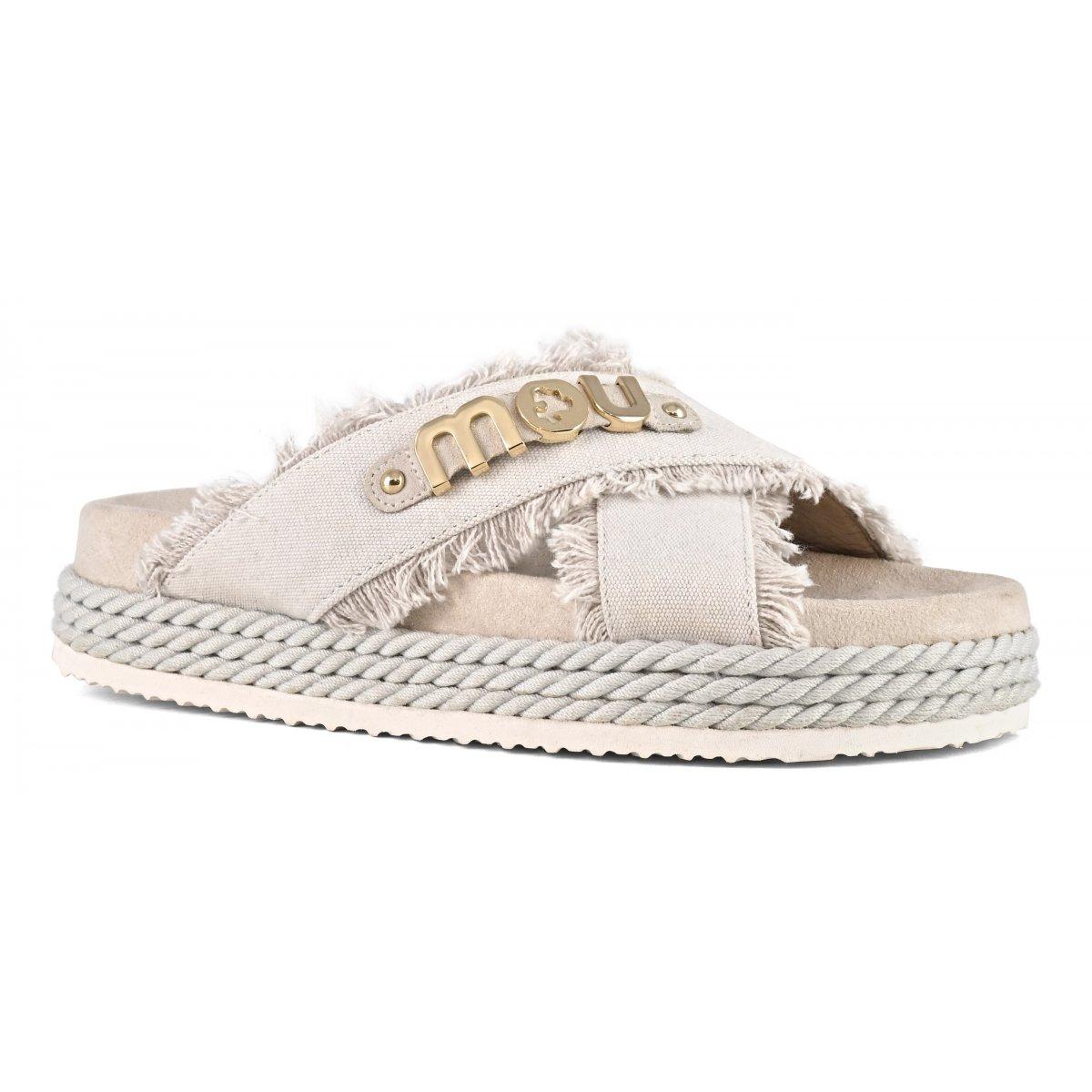 Criss-cross sandal recycled canvas MUSW451005K RWBEI MOU 