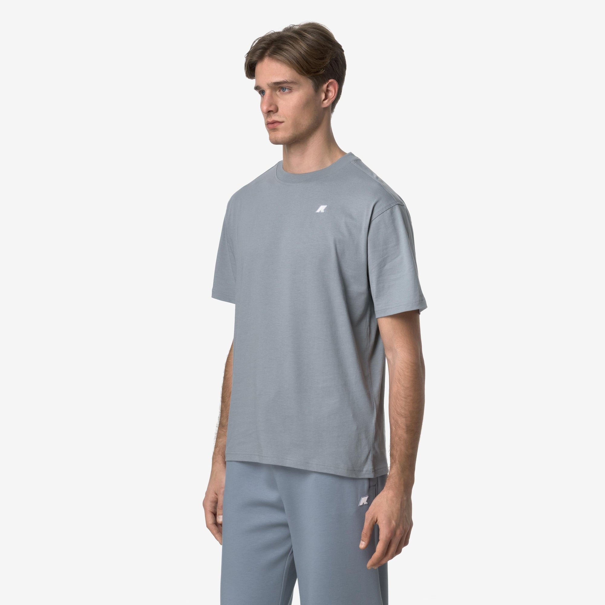 T-shirt casual da uomo in cotone grigio K3136CW WA9 K-WAY 