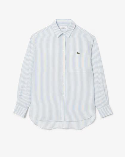Camicia oversize in lino a righe CF0054 E7B LACOSTE 