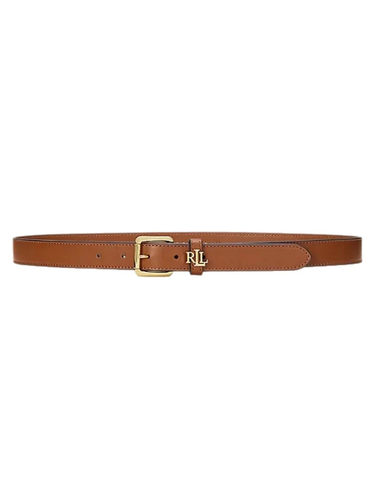 Cintura in pelle con logo sul passante 412968763 002 LAUREN ACCESSORIES 