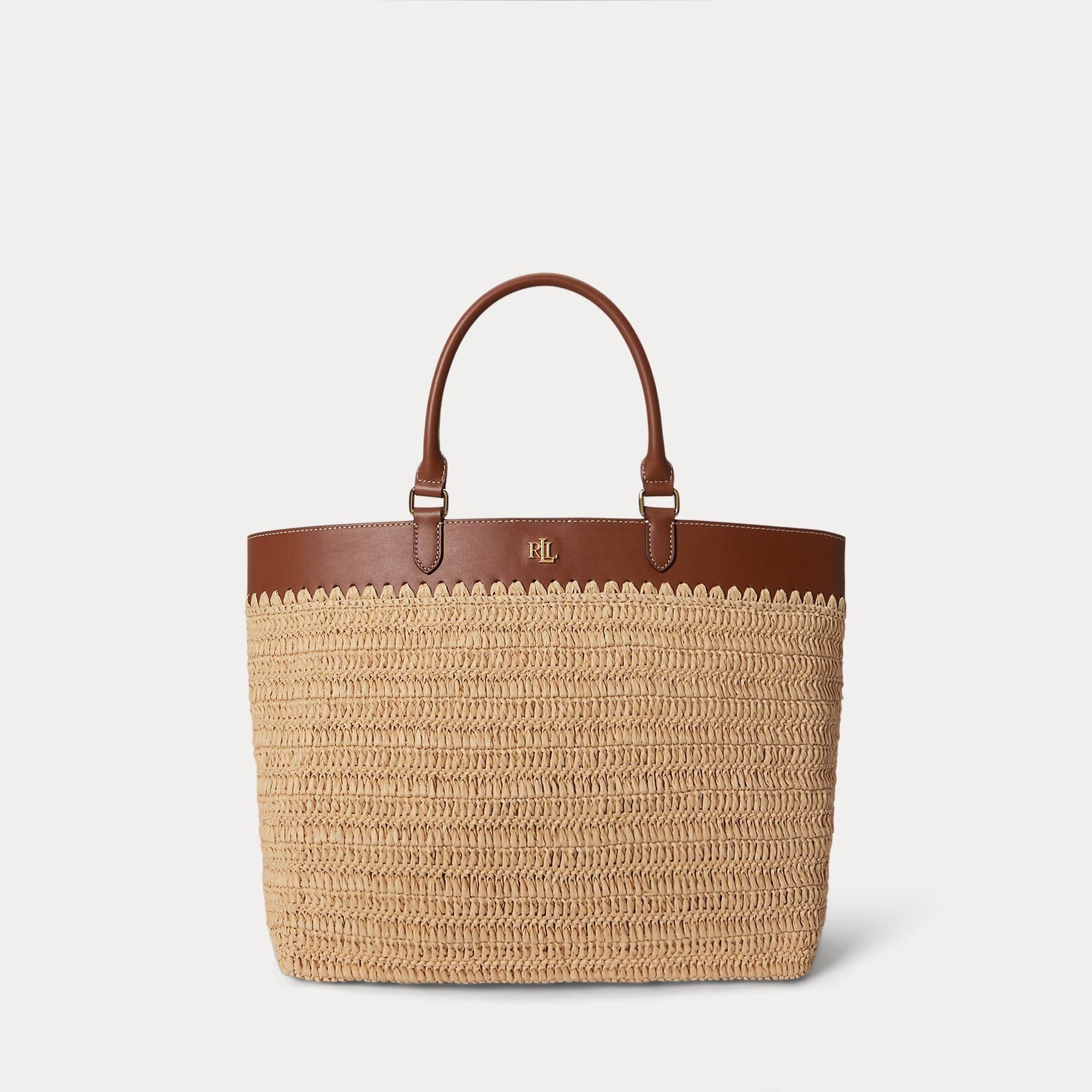Tote Kyla grande in paglia e pelle 431982183 001 LAUREN ACCESSORIES 