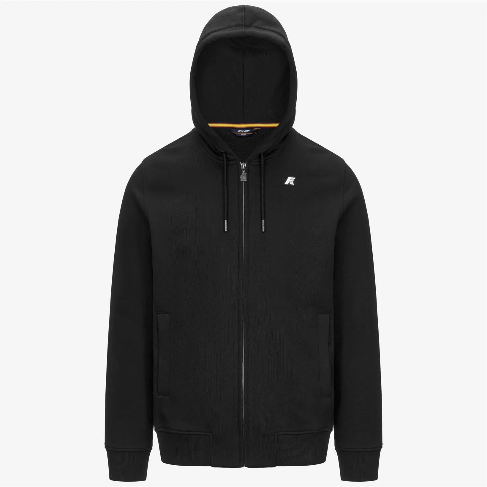 Giacca in pile casual da uomo nero con cappuccio regolabile K31364W USY K-WAY 