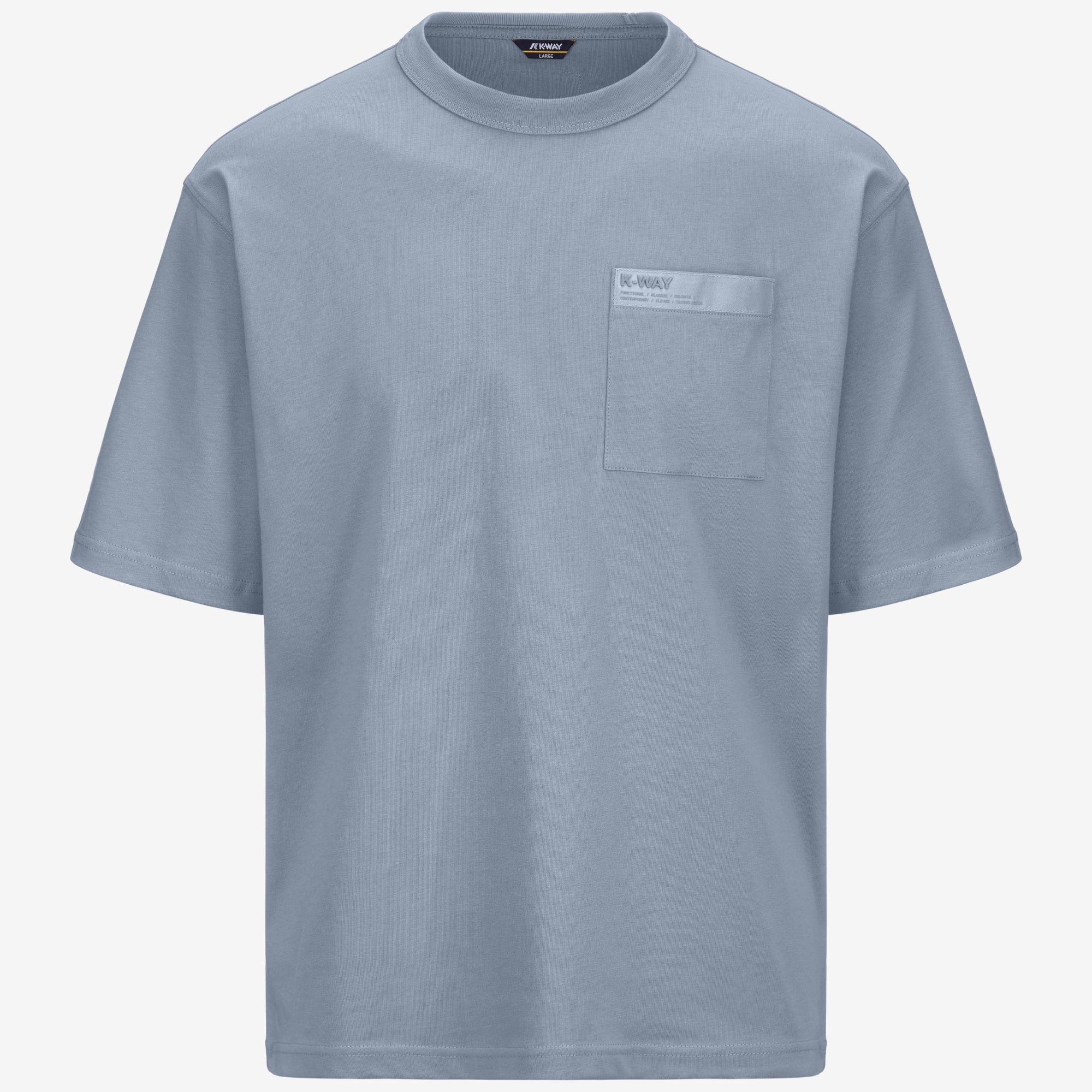 T-shirt casual da uomo grigio con tasca e applicazioni con logo K2135HW WA9 K-WAY 