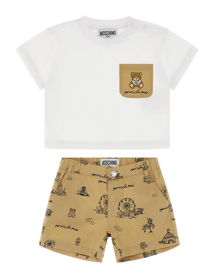 Set con shorts stampati all-over MUG01CLLB46 83445 MOSCHINO BABY 